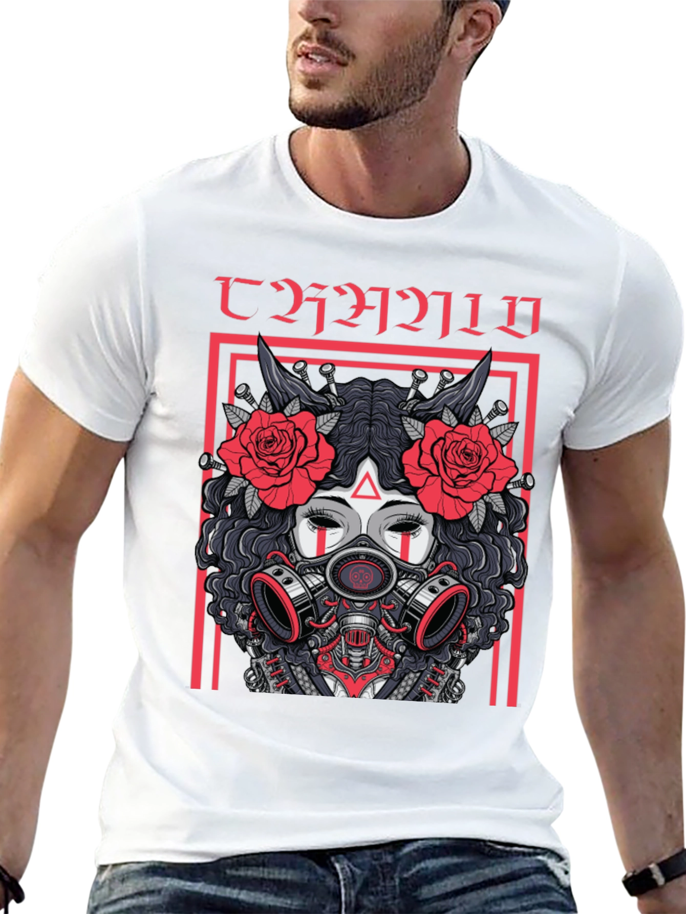 Dark Aesthetic Gas Mask Rose T-Shirt