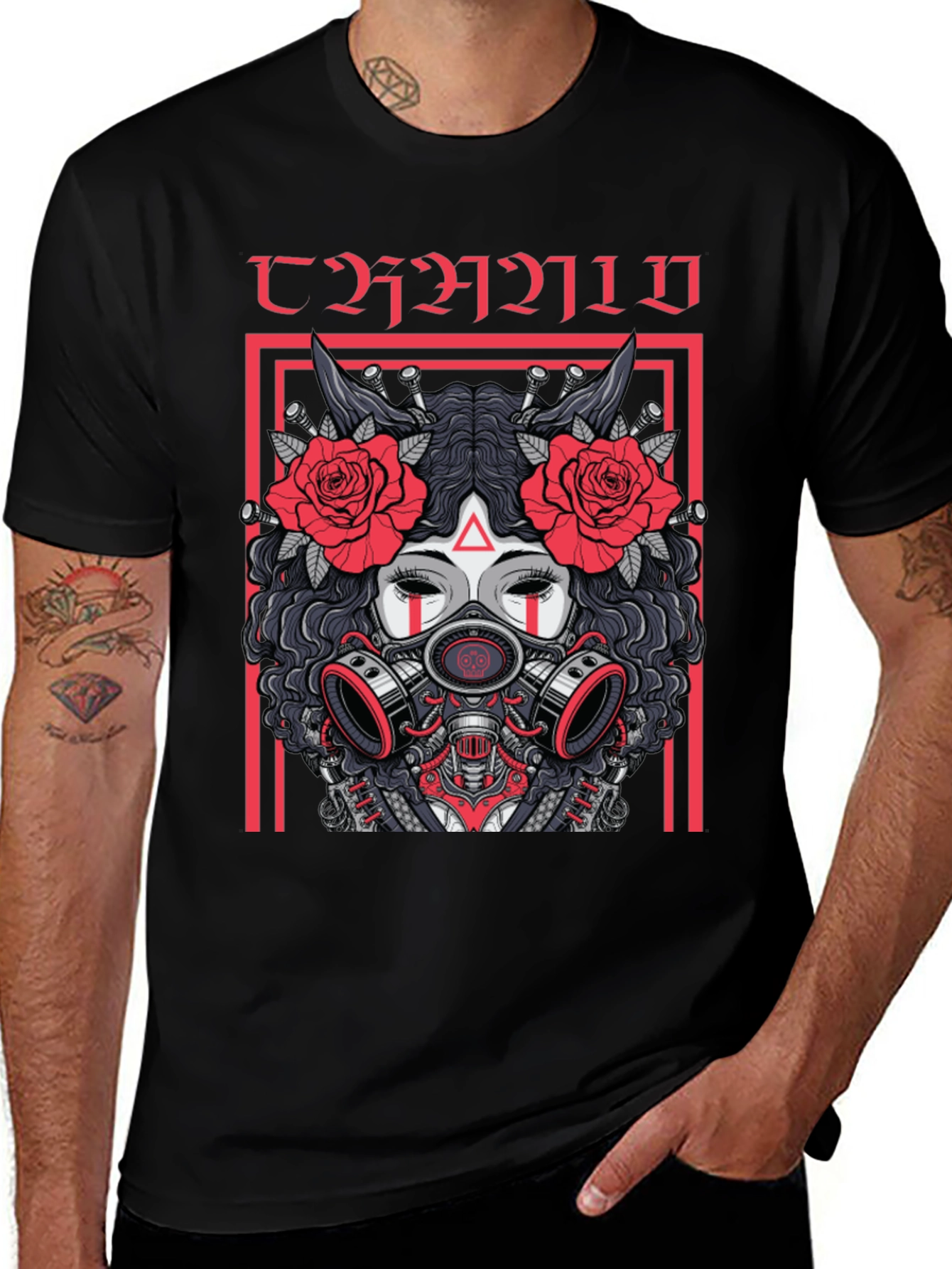 Dark Aesthetic Gas Mask Rose T-Shirt