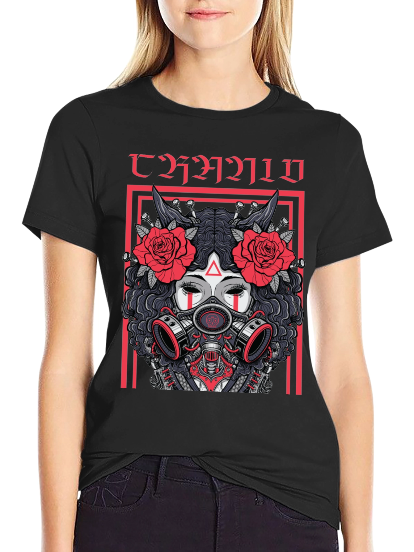 Dark Aesthetic Gas Mask Rose T-Shirt