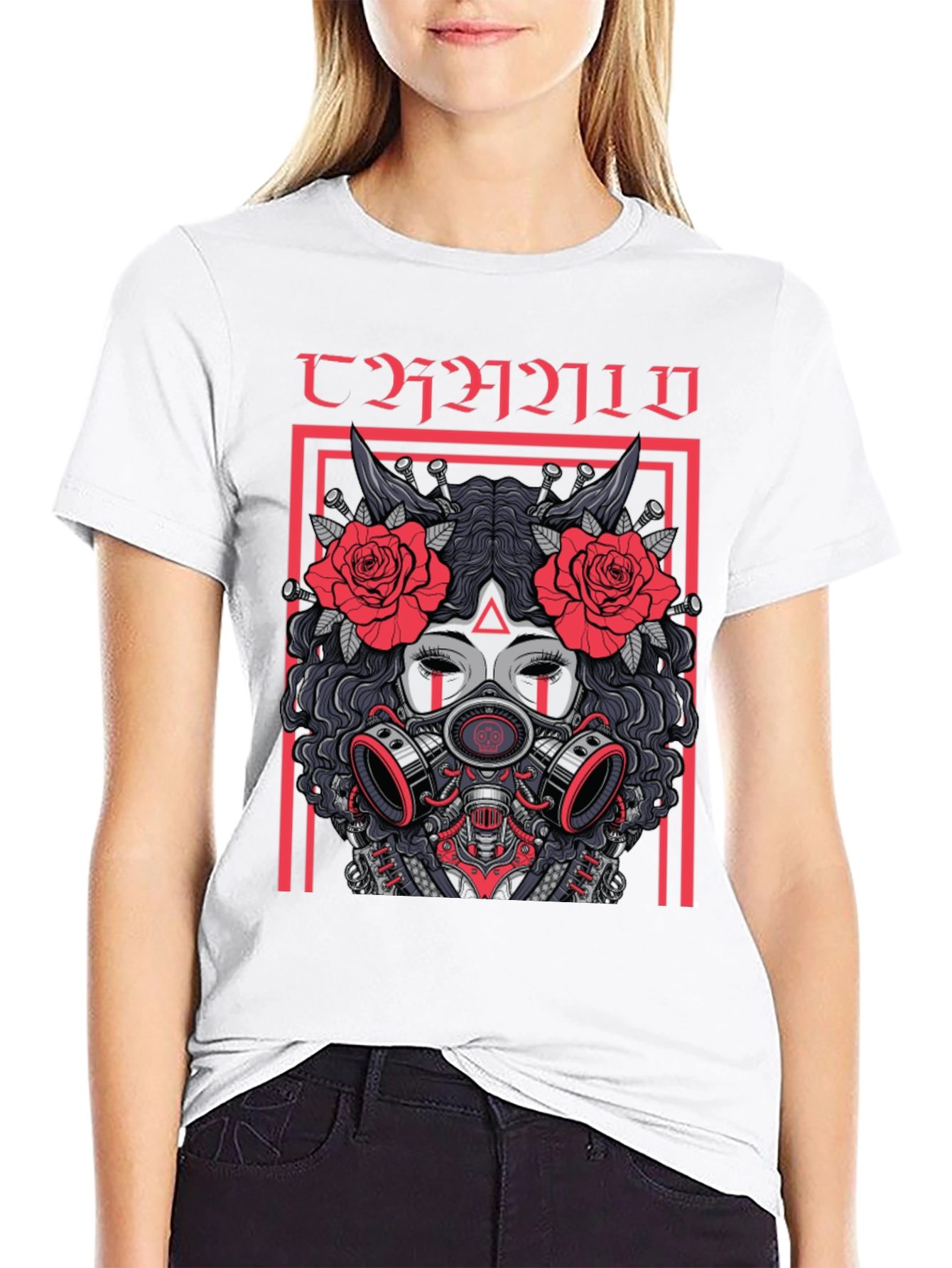 Dark Aesthetic Gas Mask Rose T-Shirt