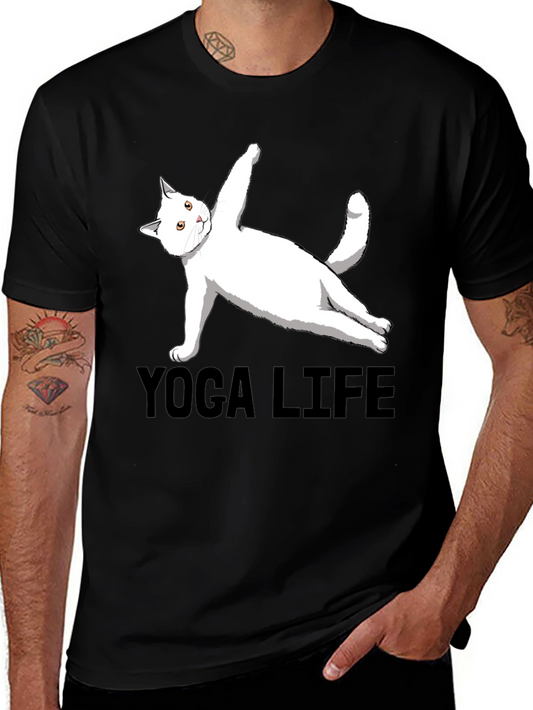 Yoga Cat Life Black T-Shirt