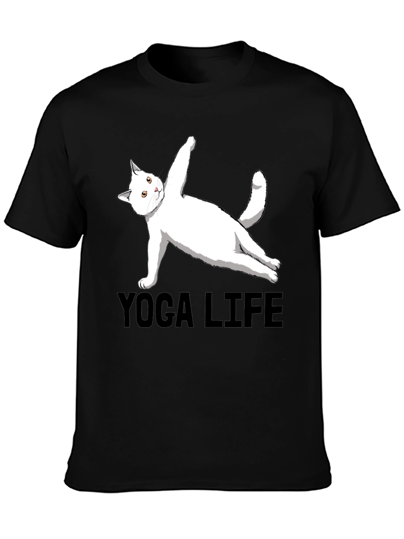 Yoga Cat Life Black T-Shirt