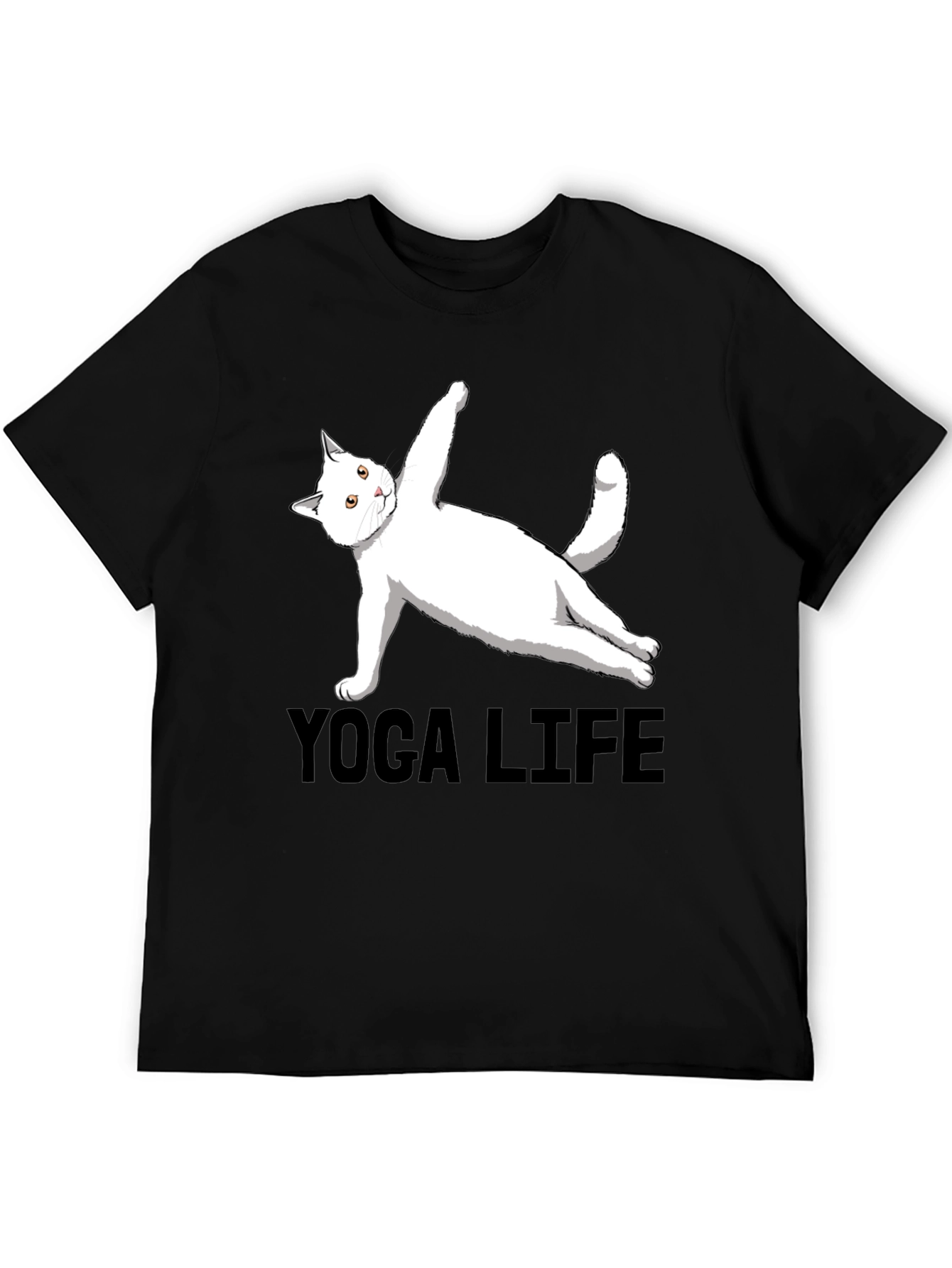 Yoga Cat Life Black T-Shirt