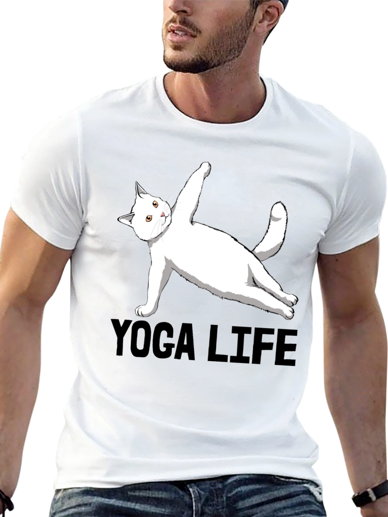 Yoga Cat Life Black T-Shirt