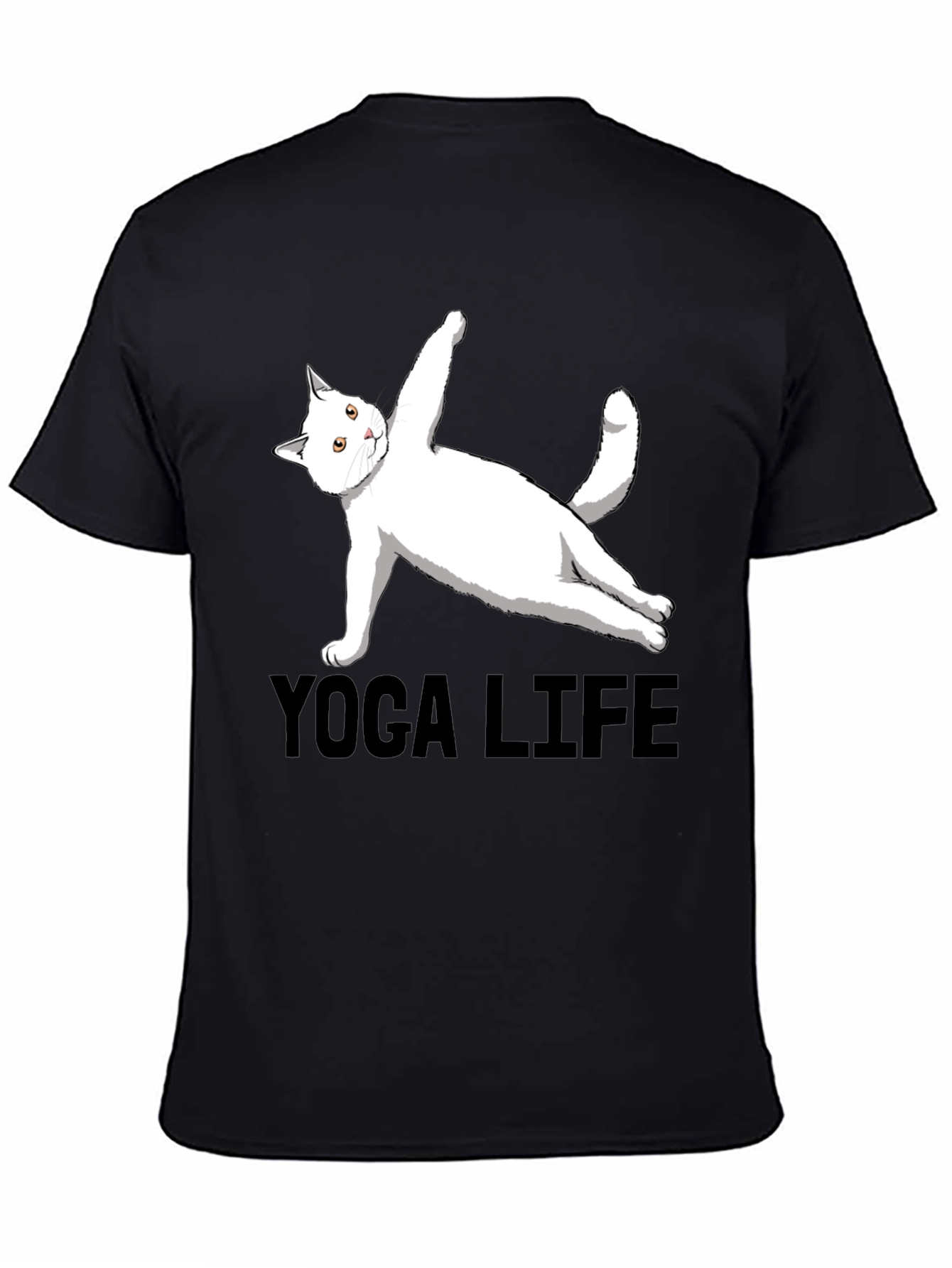 Yoga Cat Life Black T-Shirt