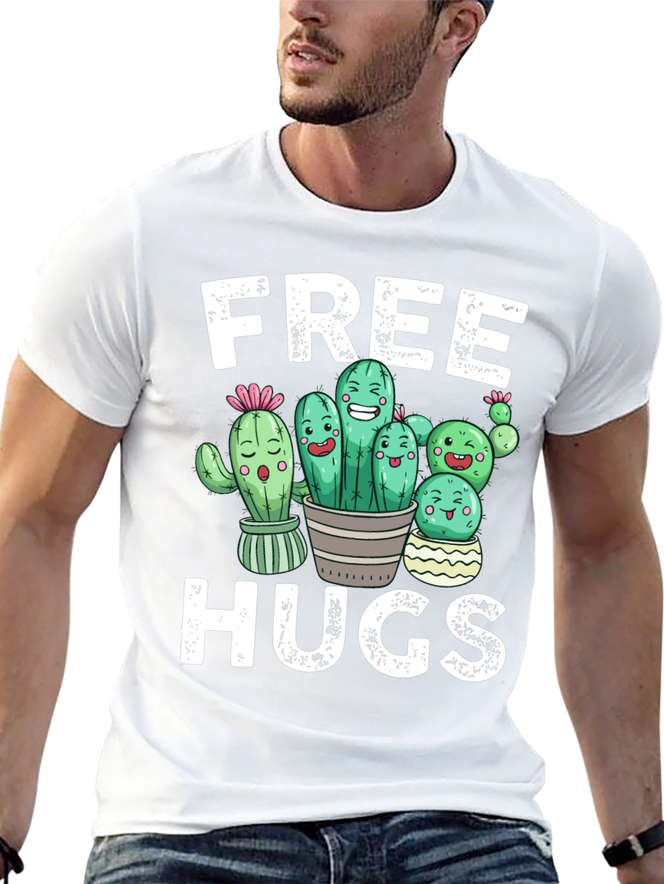 Free Hugs Cactus Graphic T-Shirt