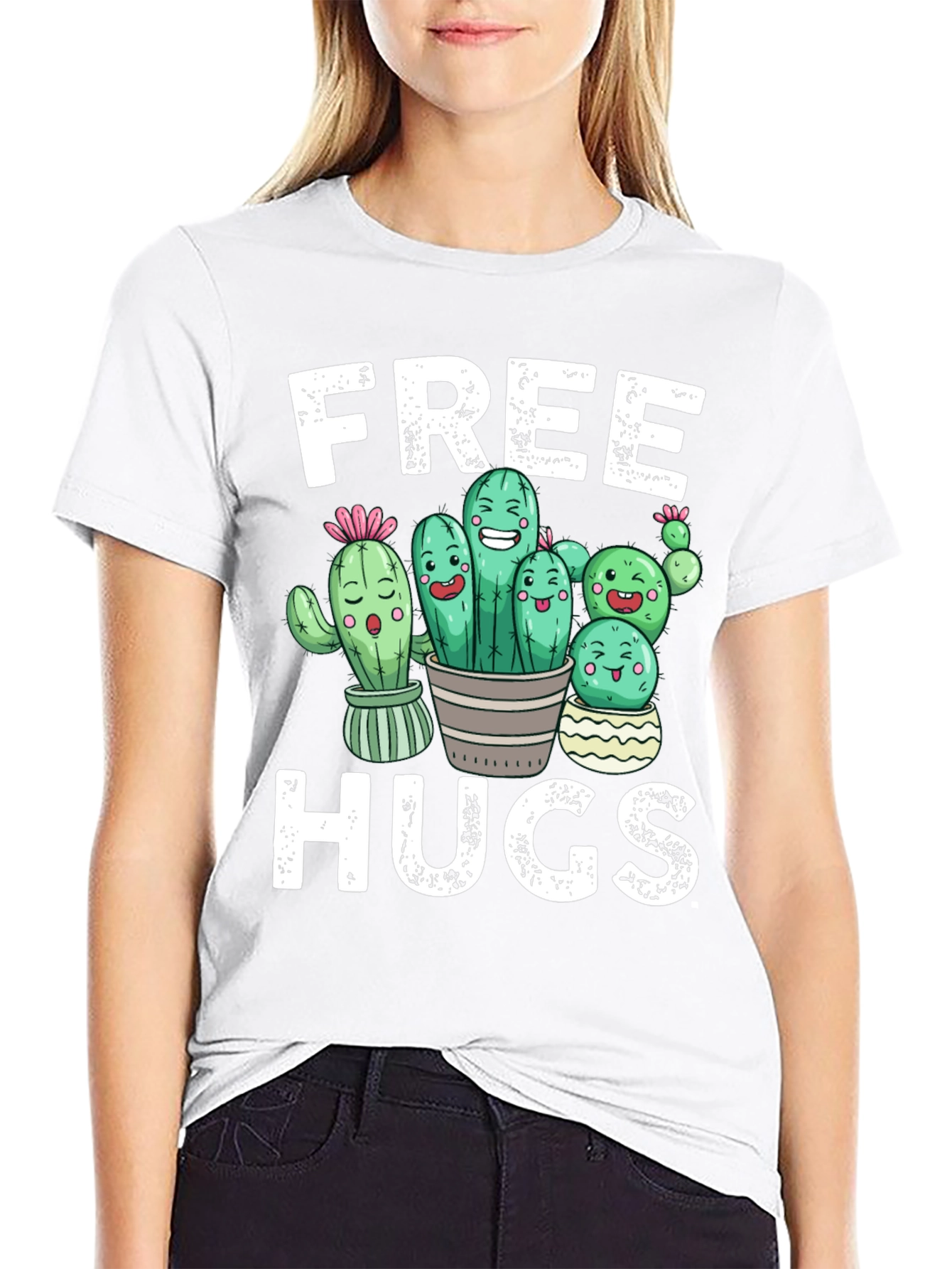 Free Hugs Cactus Graphic T-Shirt