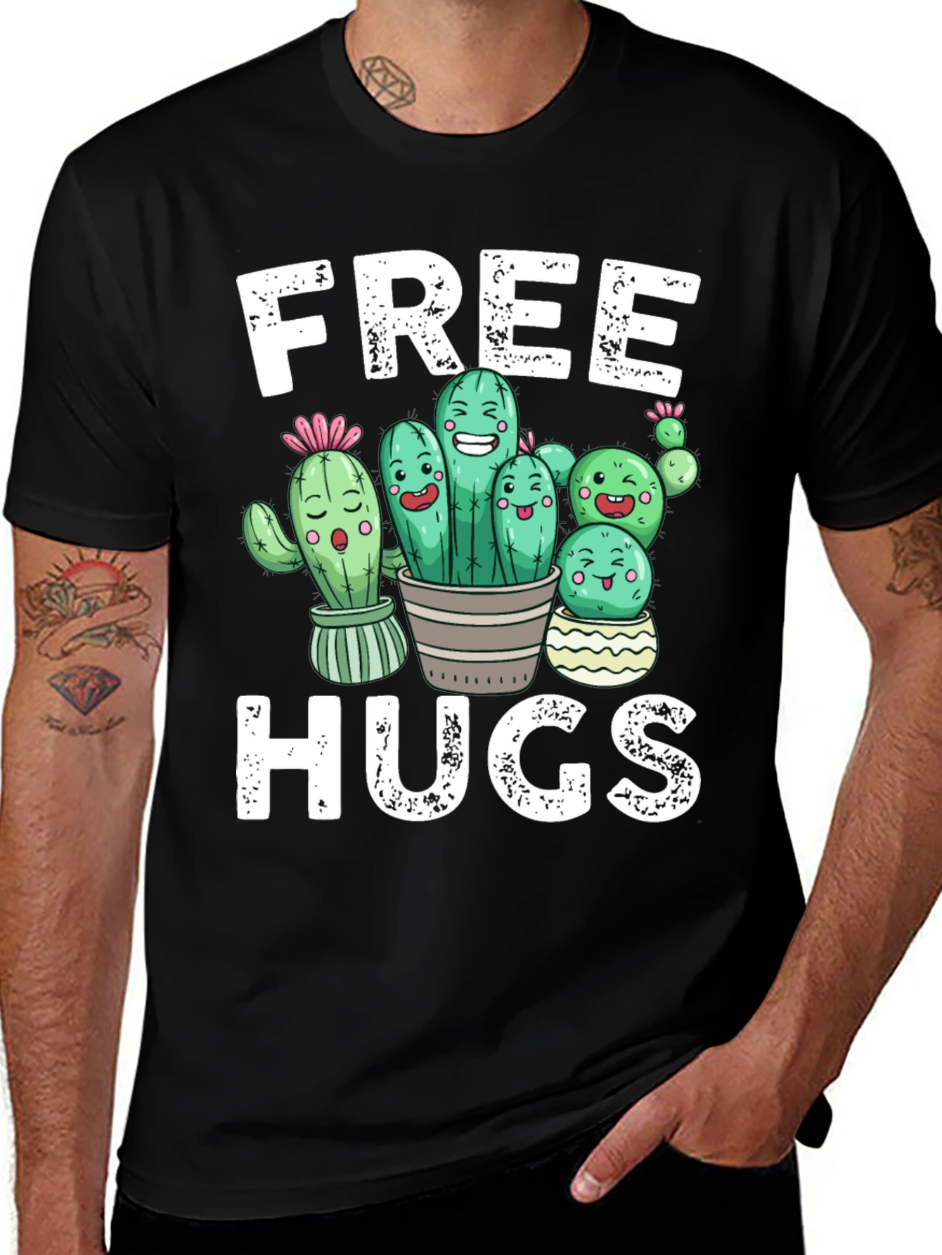 Free Hugs Cactus Graphic T-Shirt