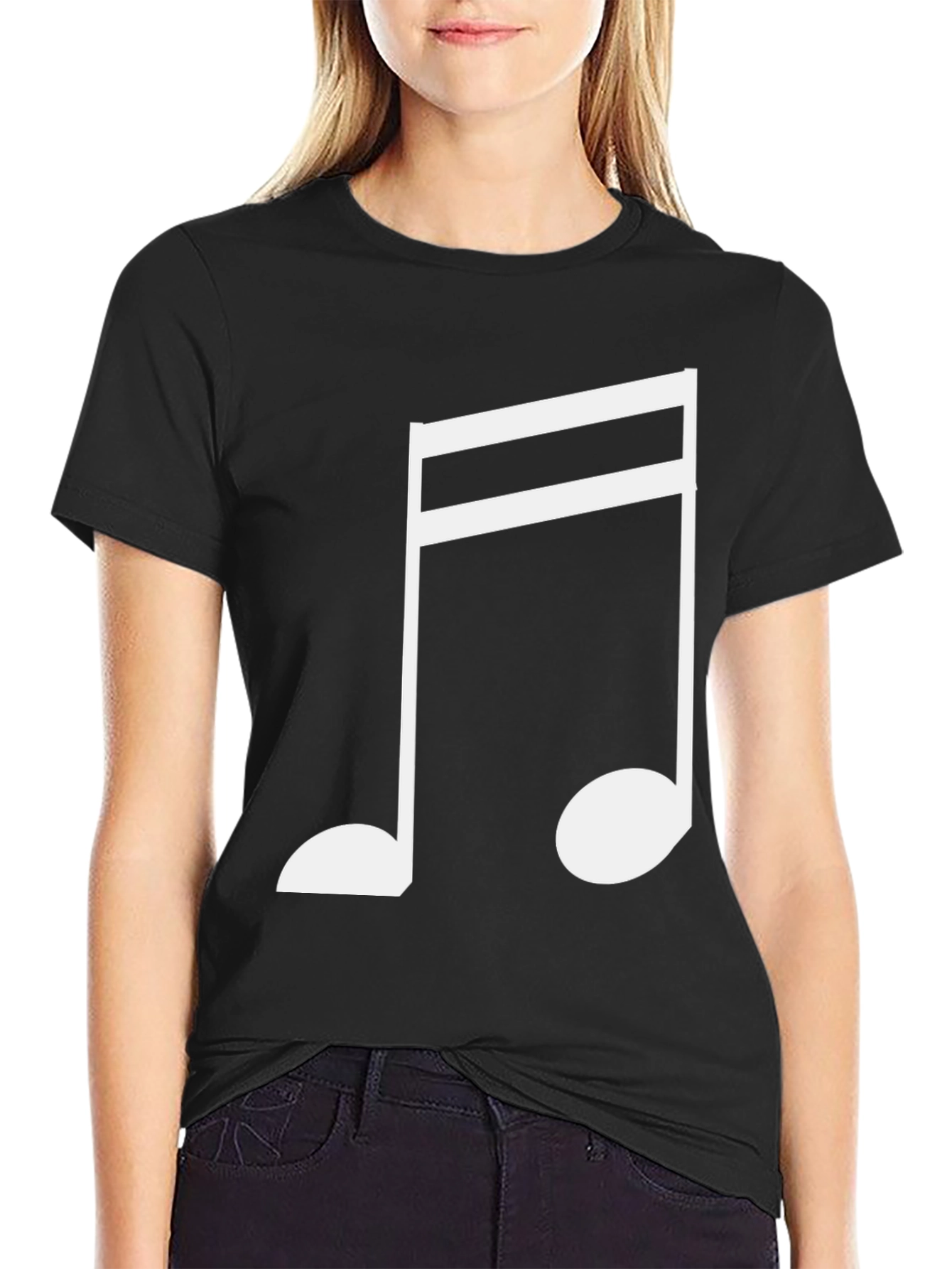 Musical Note Graphic Tee - Black Cotton T-Shirt