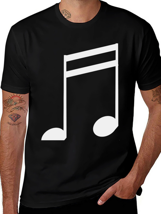 Musical Note Graphic Tee - Black Cotton T-Shirt