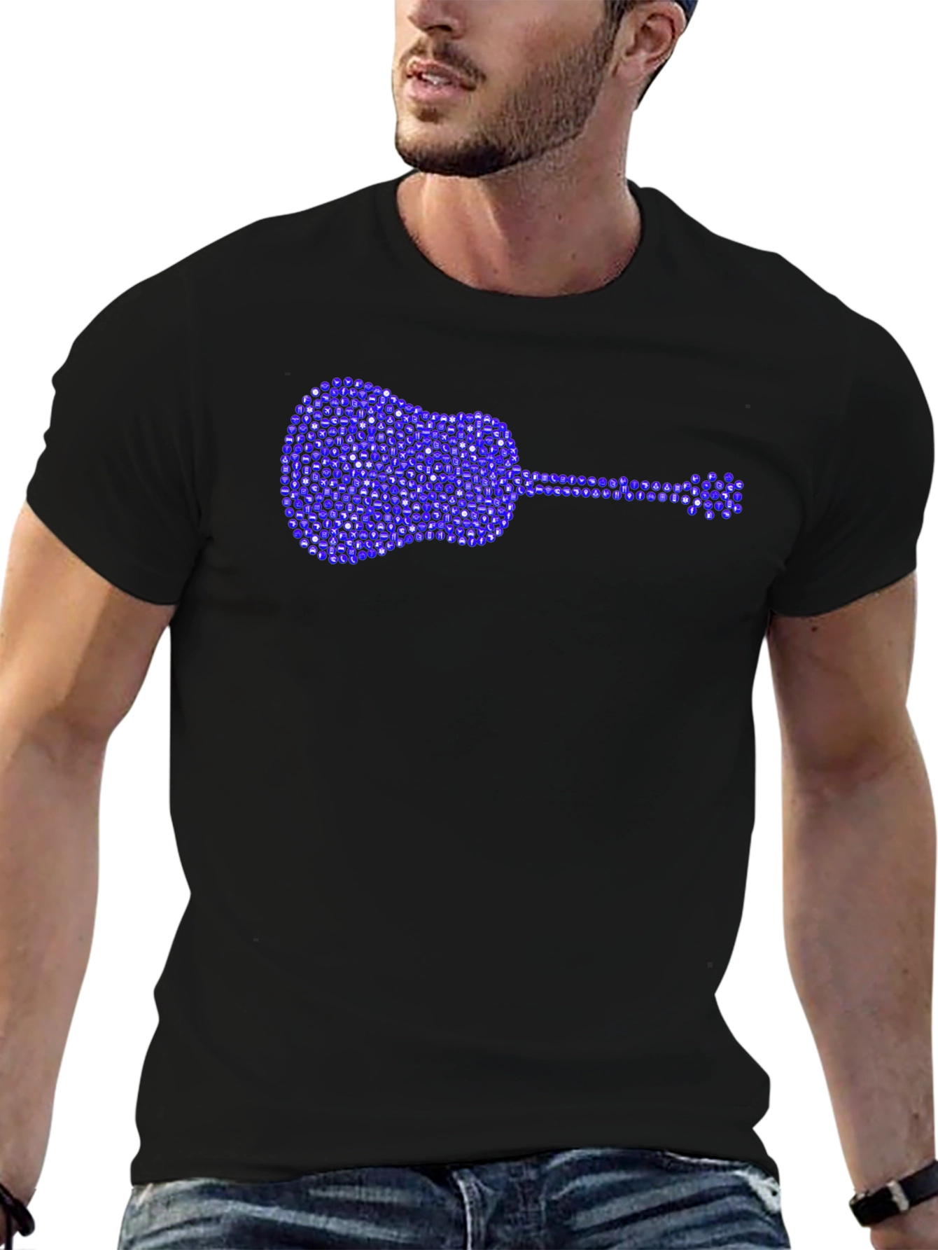 Guitar Rhinestone Graphic T-Shirt