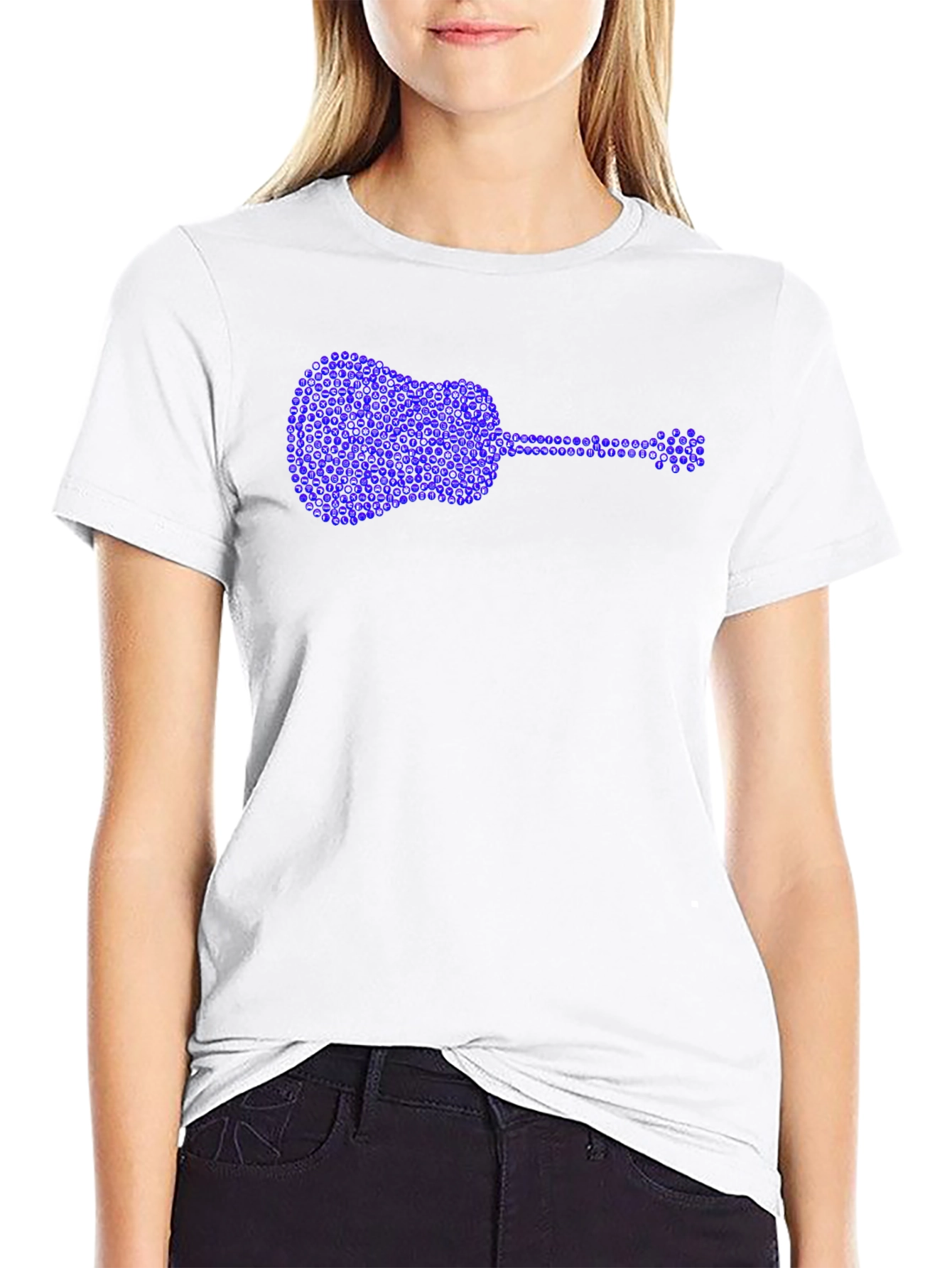 Guitar Rhinestone Graphic T-Shirt