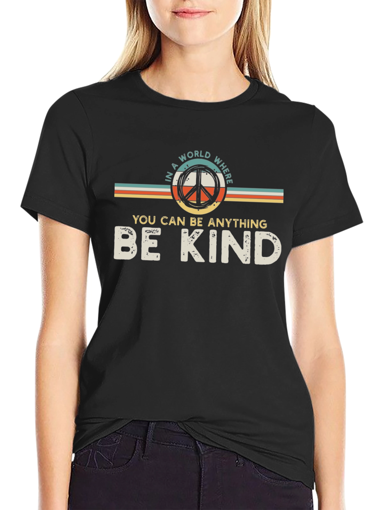 Be Kind Peace Sign Graphic T-Shirt