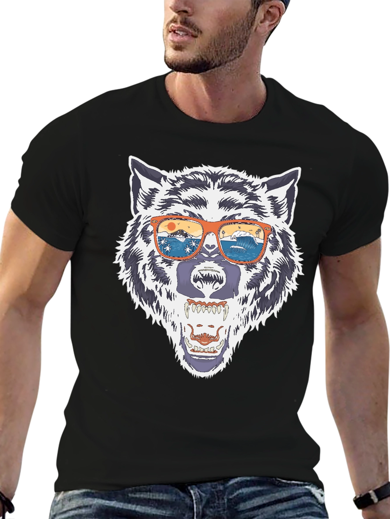 Wolf Graphic Tee - Summer Vibes Sunglasses