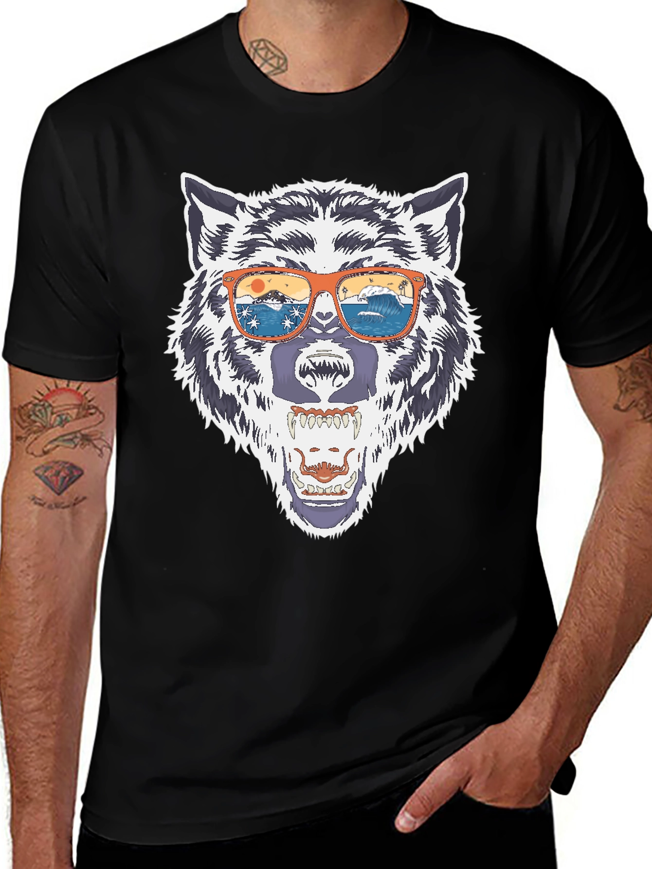 Wolf Graphic Tee - Summer Vibes Sunglasses