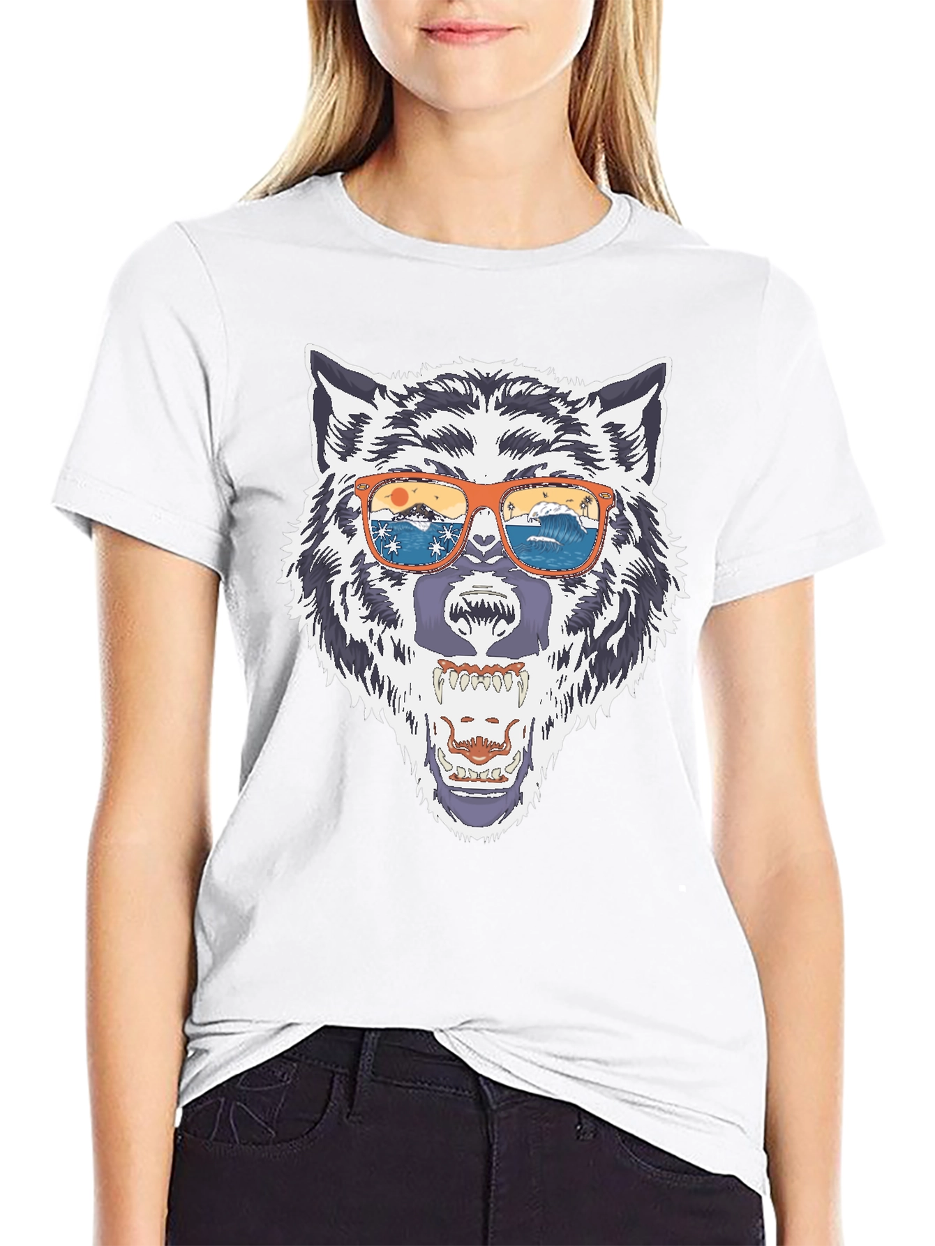 Wolf Graphic Tee - Summer Vibes Sunglasses