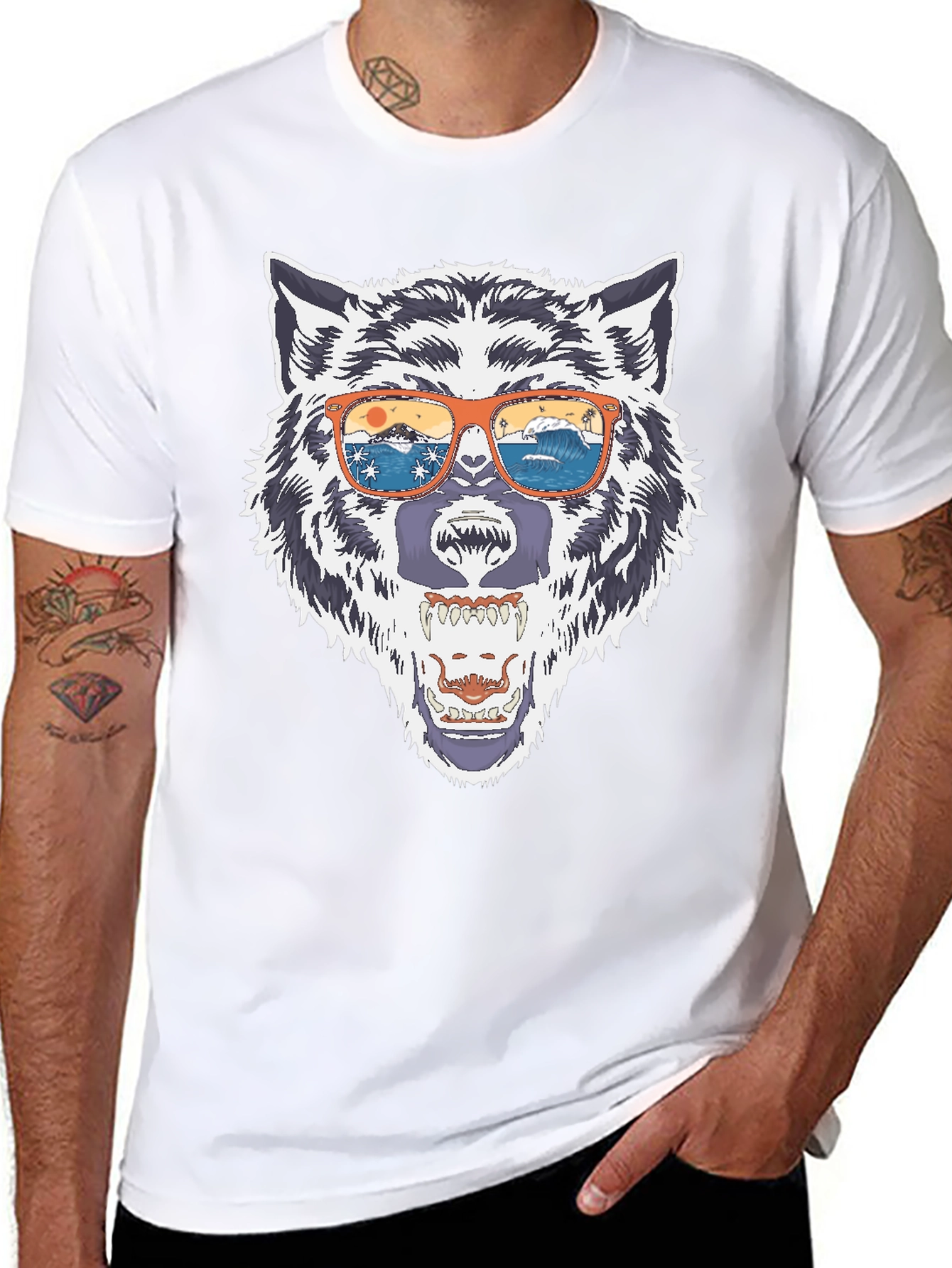 Wolf Graphic Tee - Summer Vibes Sunglasses