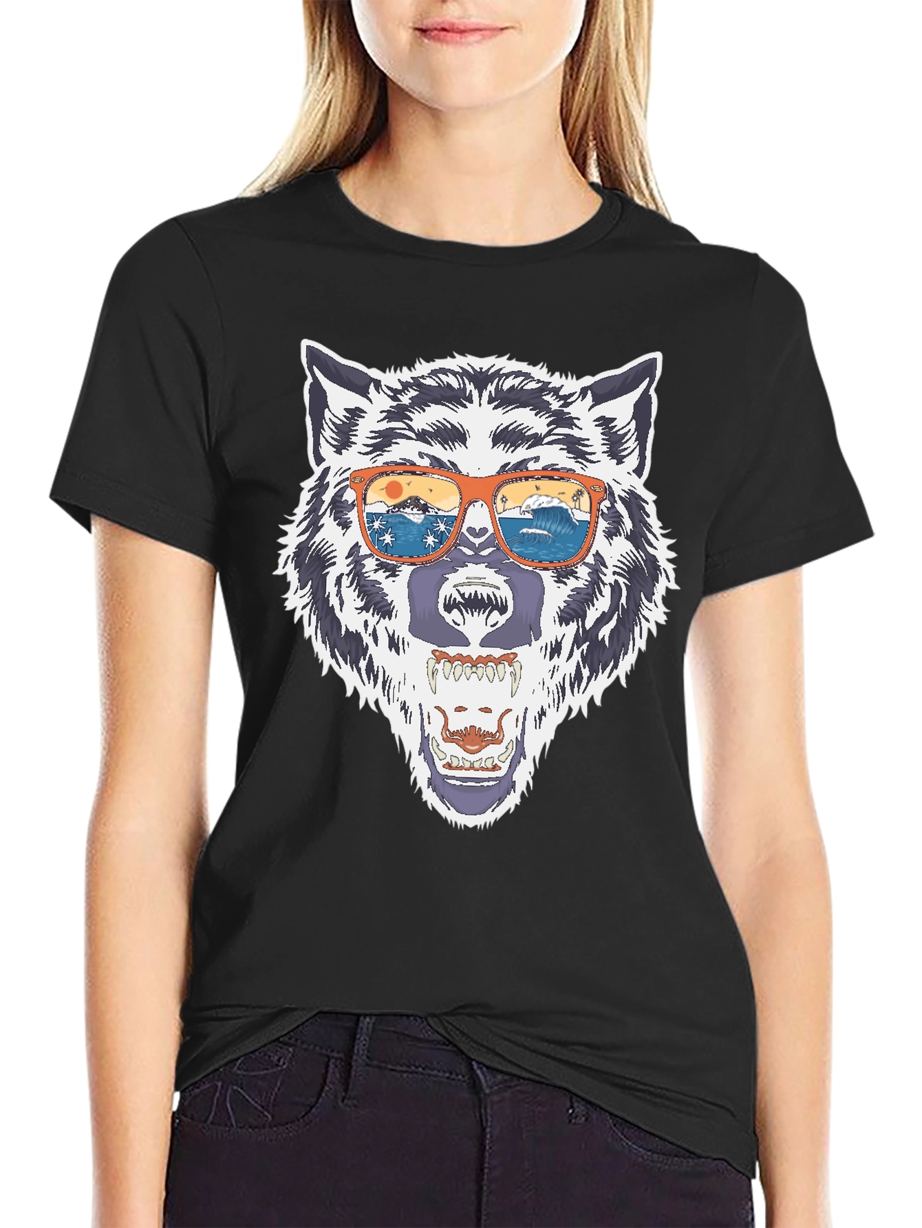 Wolf Graphic Tee - Summer Vibes Sunglasses