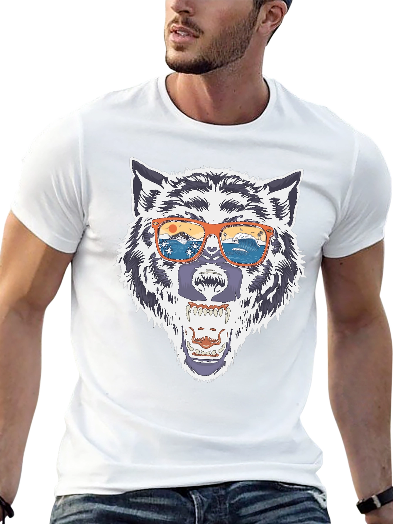Wolf Graphic Tee - Summer Vibes Sunglasses