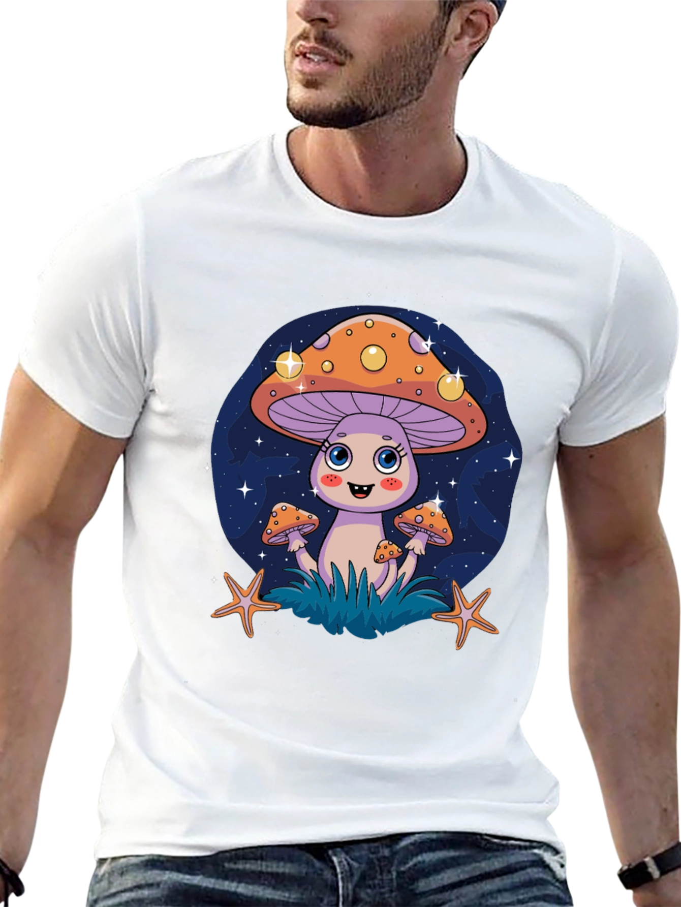 Funky Mushroom Graphic Tee - Quirky Cartoon Design