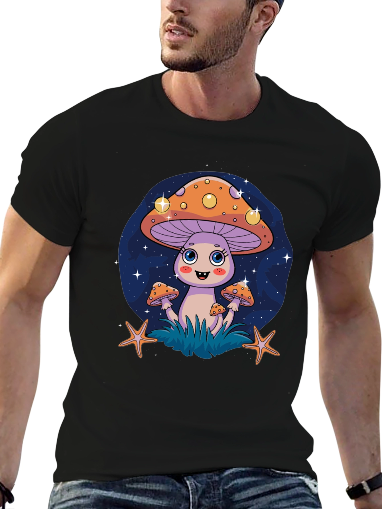 Funky Mushroom Graphic Tee - Quirky Cartoon Design
