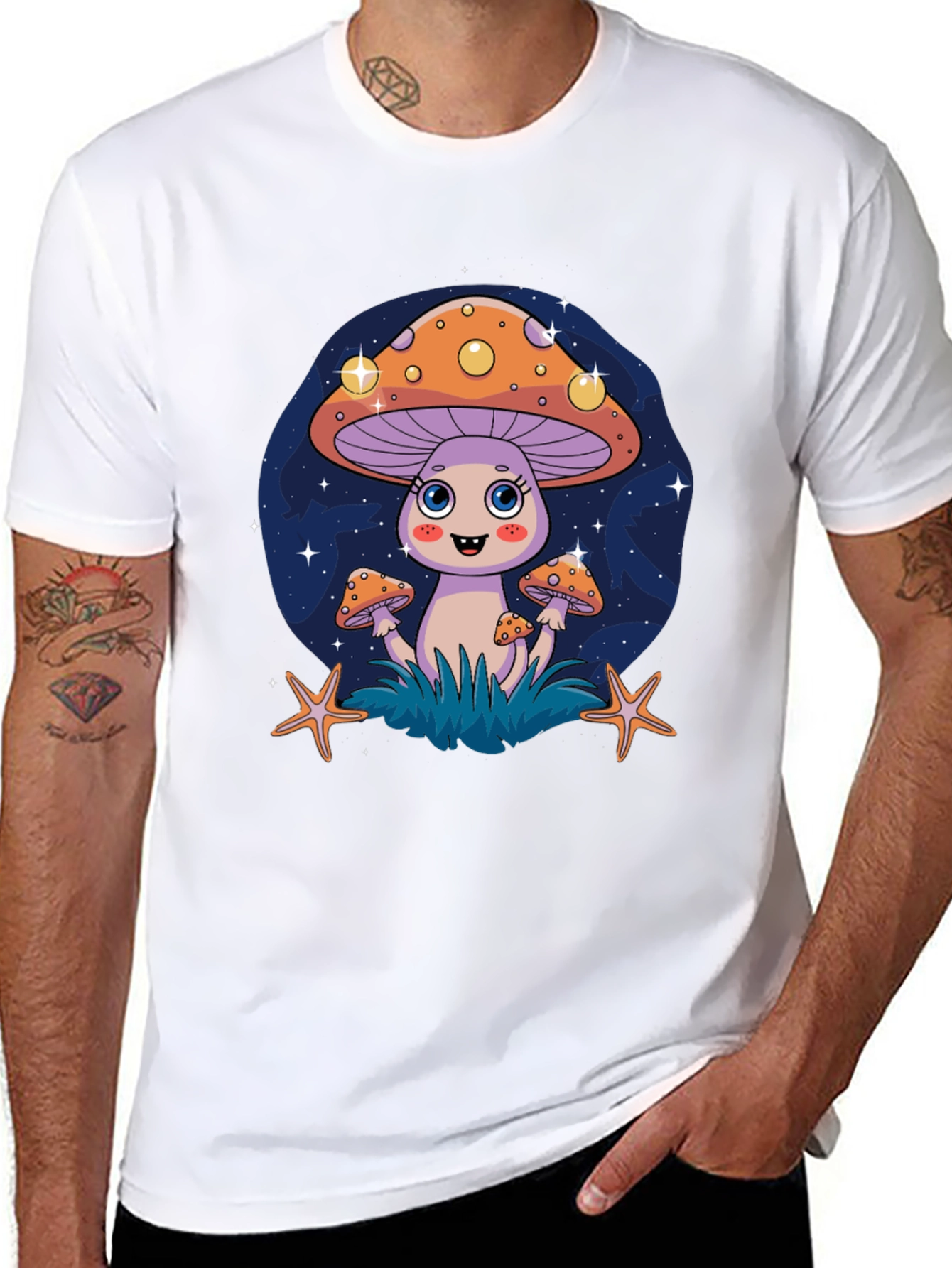 Funky Mushroom Graphic Tee - Quirky Cartoon Design