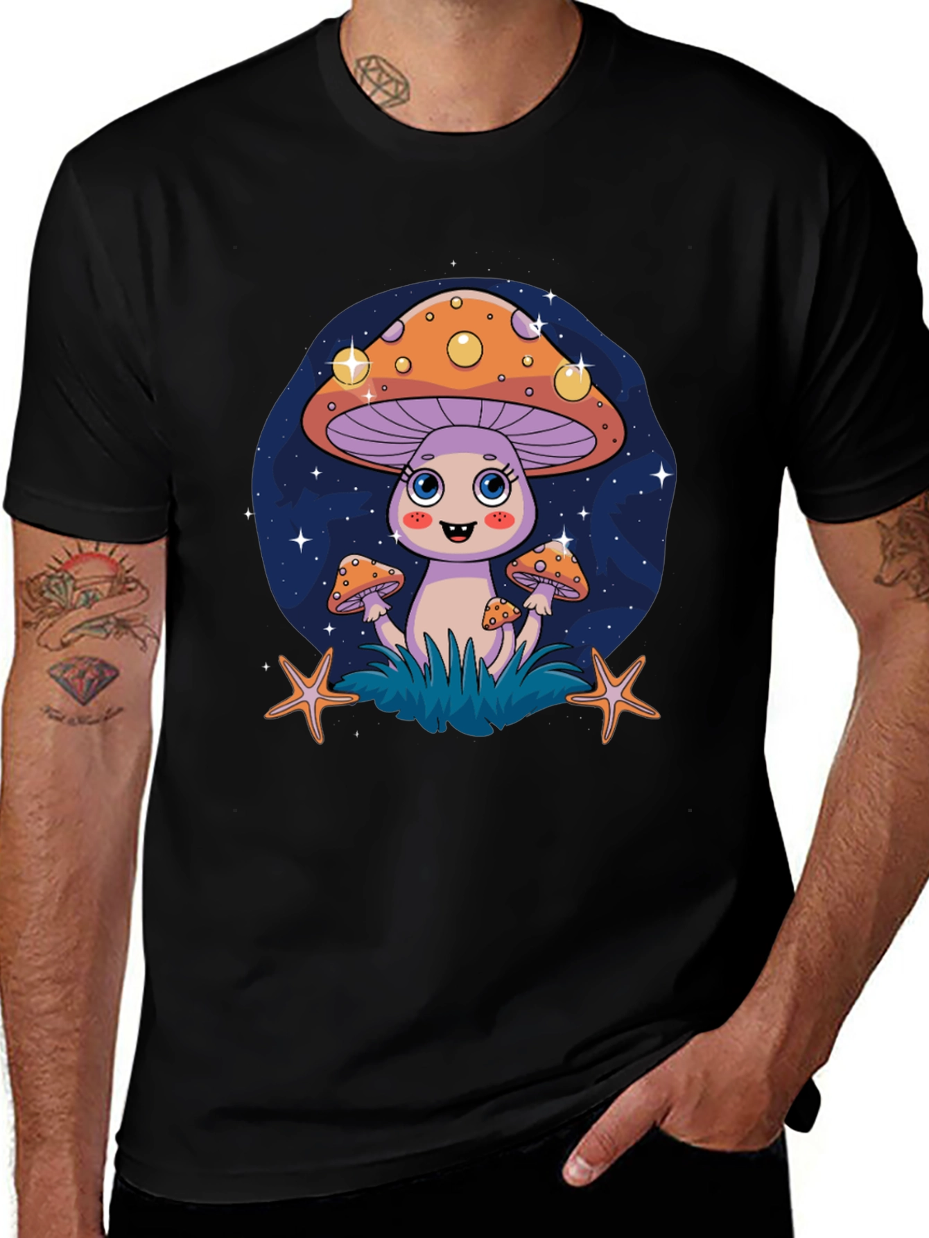Funky Mushroom Graphic Tee - Quirky Cartoon Design