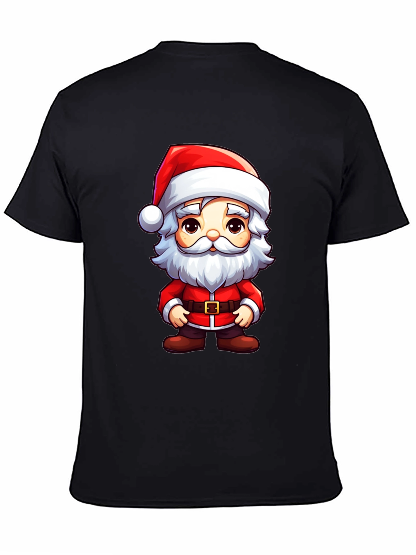 Santa Cartoon Graphic Tee Black T-Shirt
