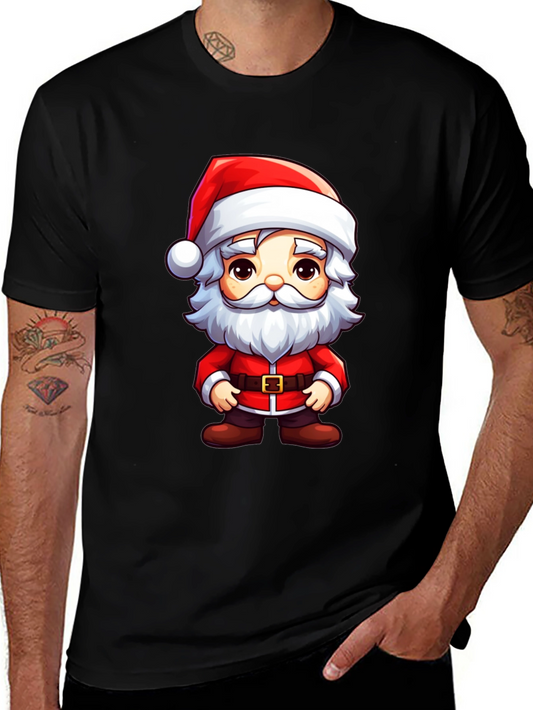 Santa Cartoon Graphic Tee Black T-Shirt