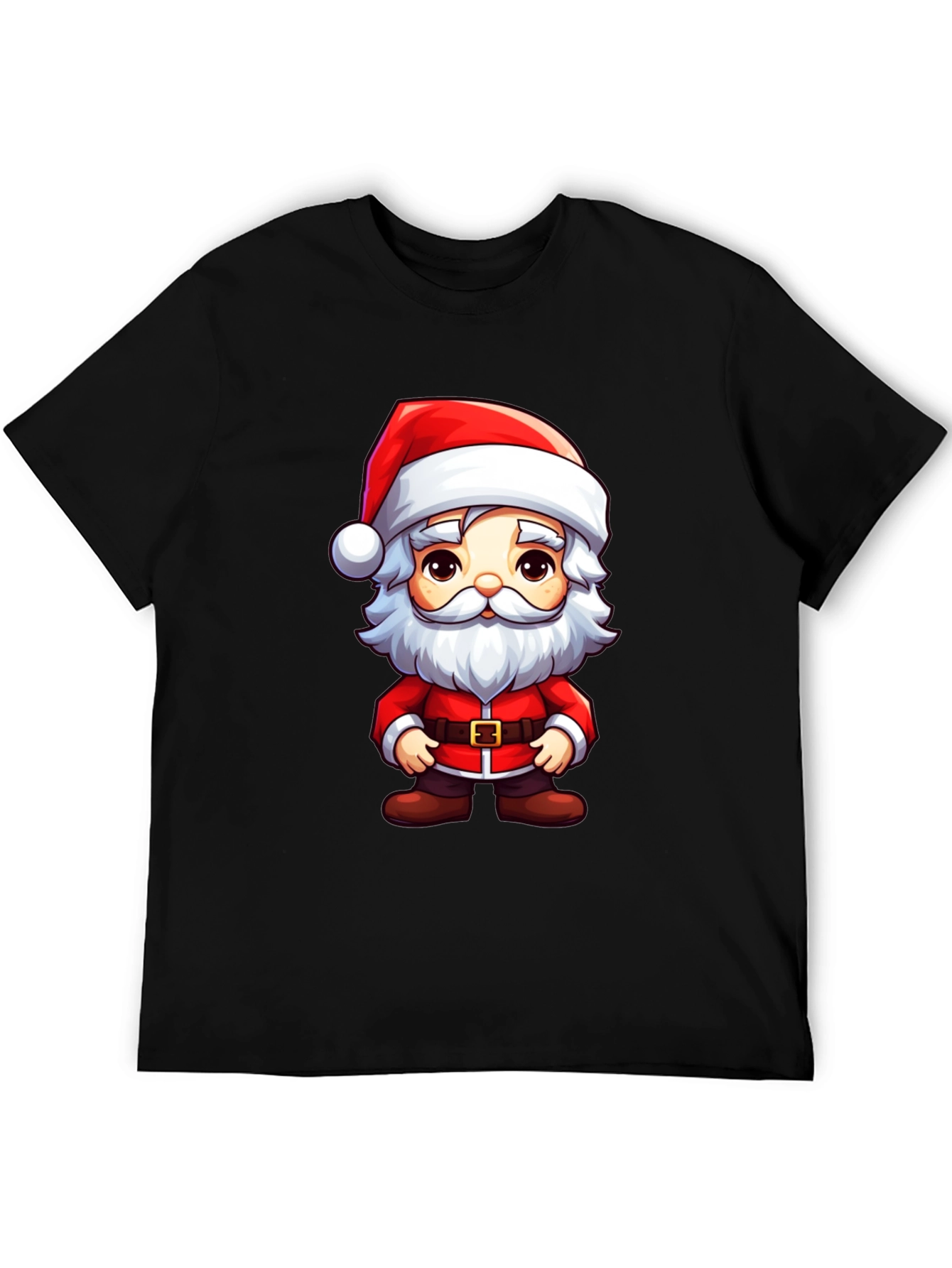 Santa Cartoon Graphic Tee Black T-Shirt