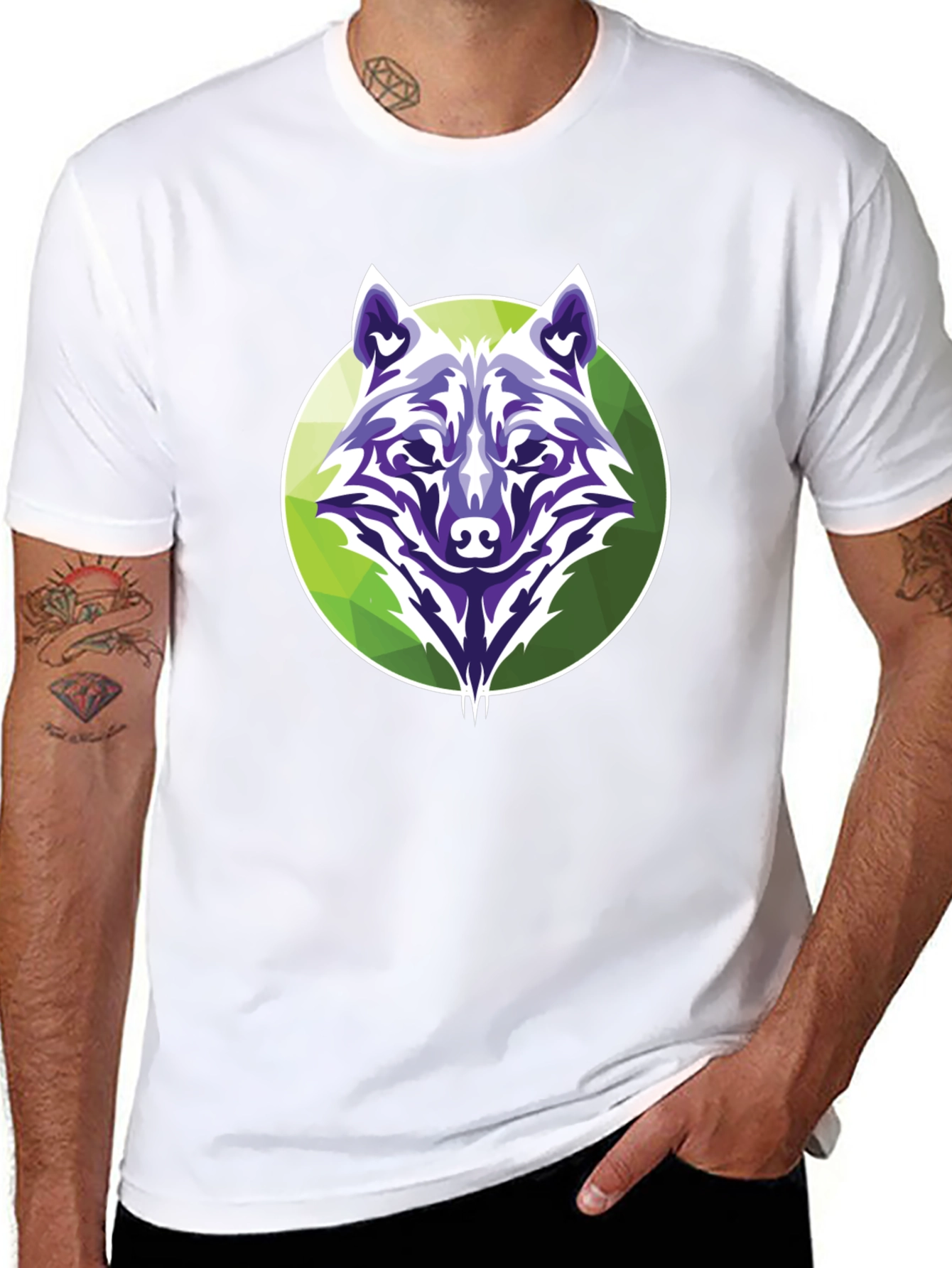 Wolf Graphic Tee - Modern Geometric Design
