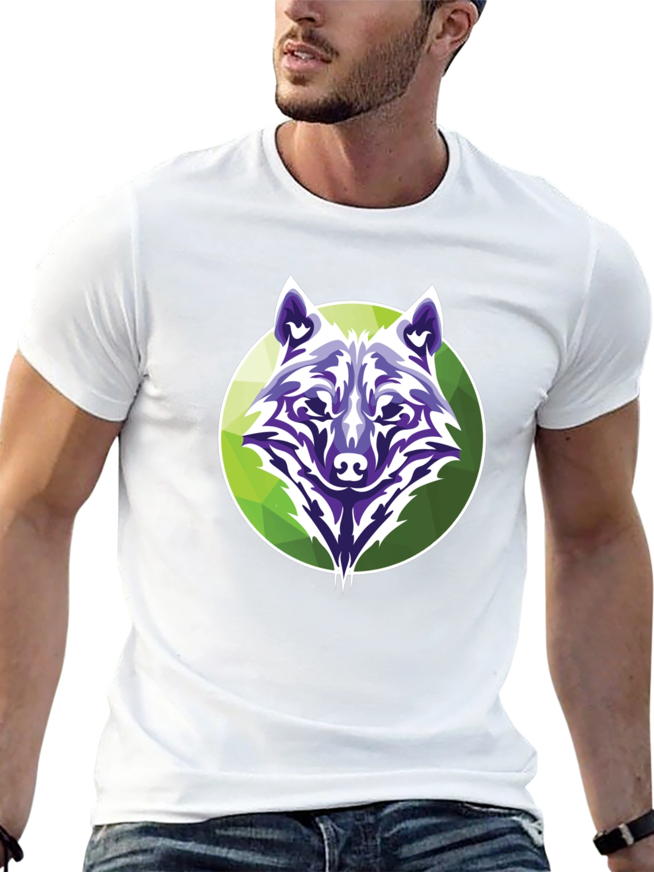 Wolf Graphic Tee - Modern Geometric Design
