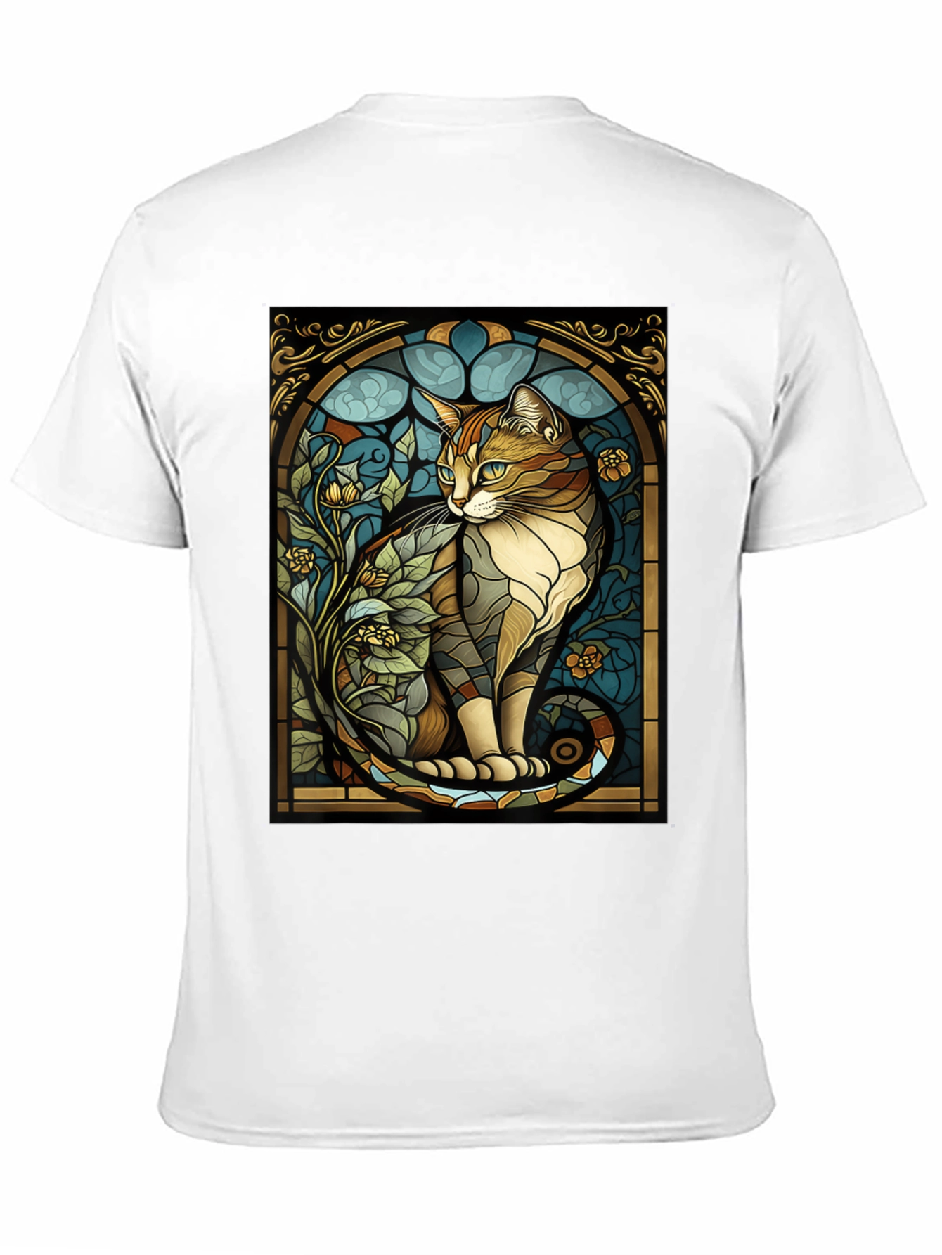 Stained Glass Cat Graphic Tee - Unique Design