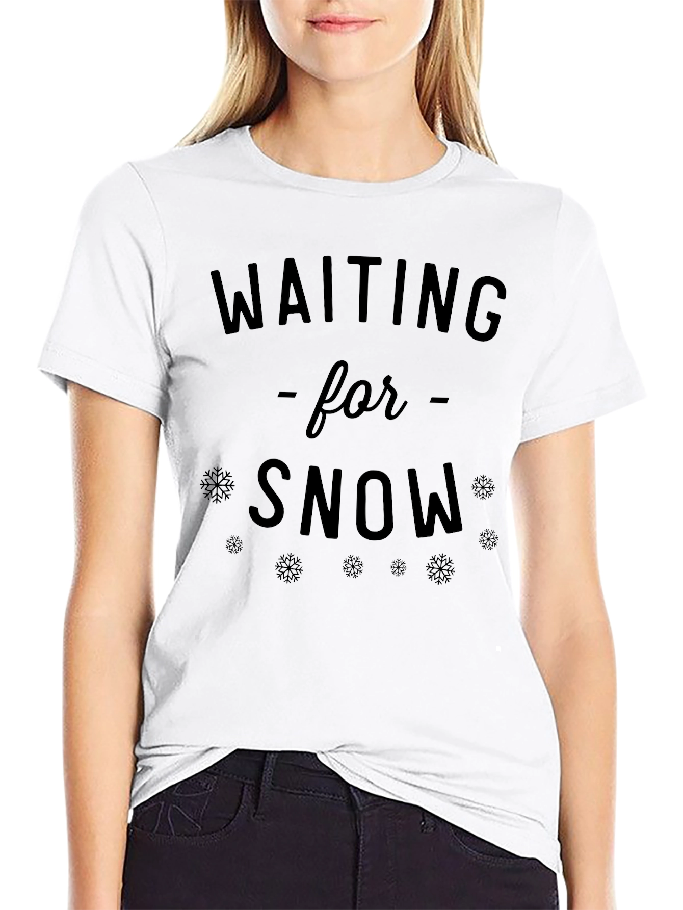 Waiting For Snow Black Graphic T-Shirt
