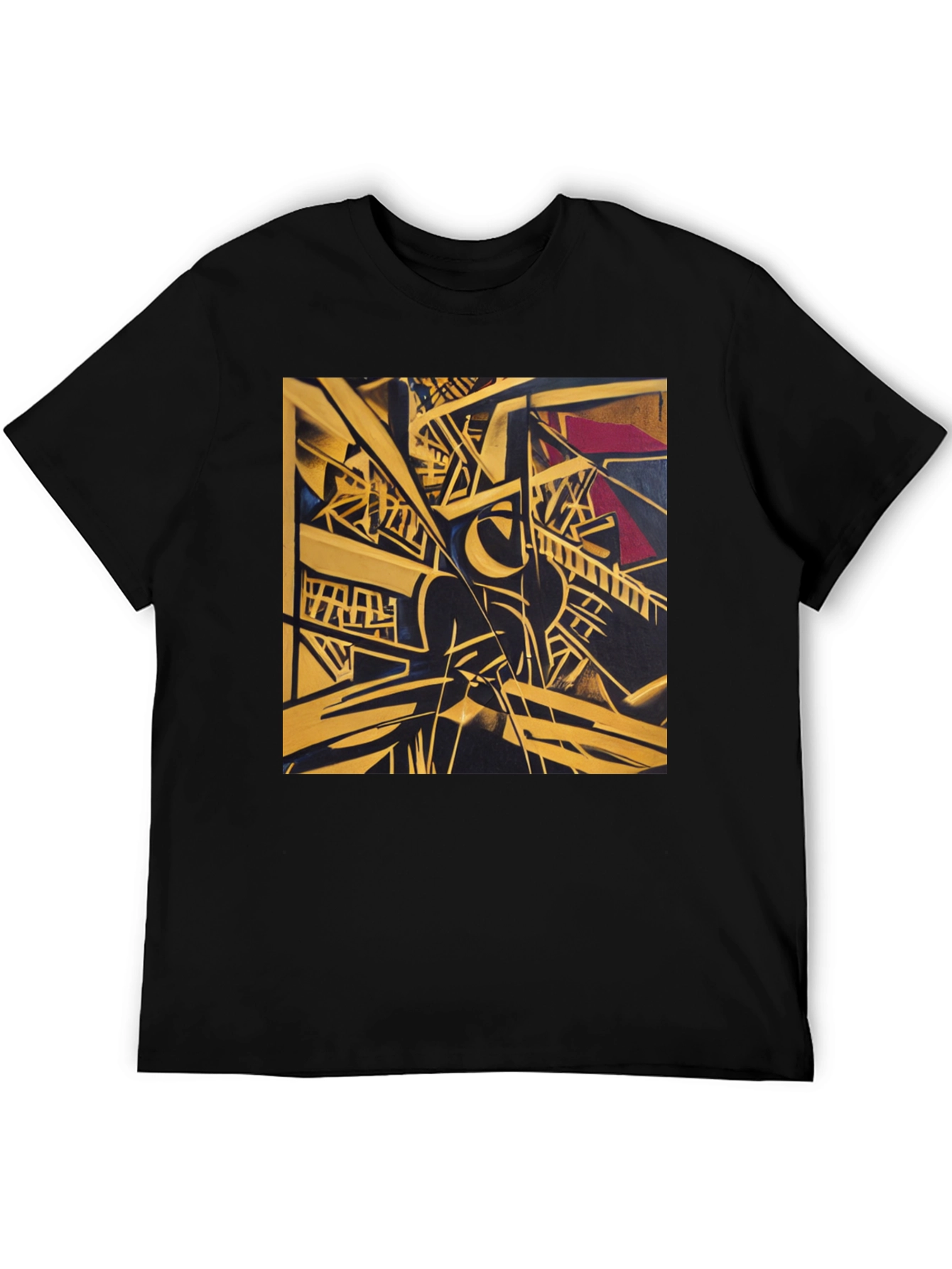 Abstract Geometric Art Print Black T-Shirt