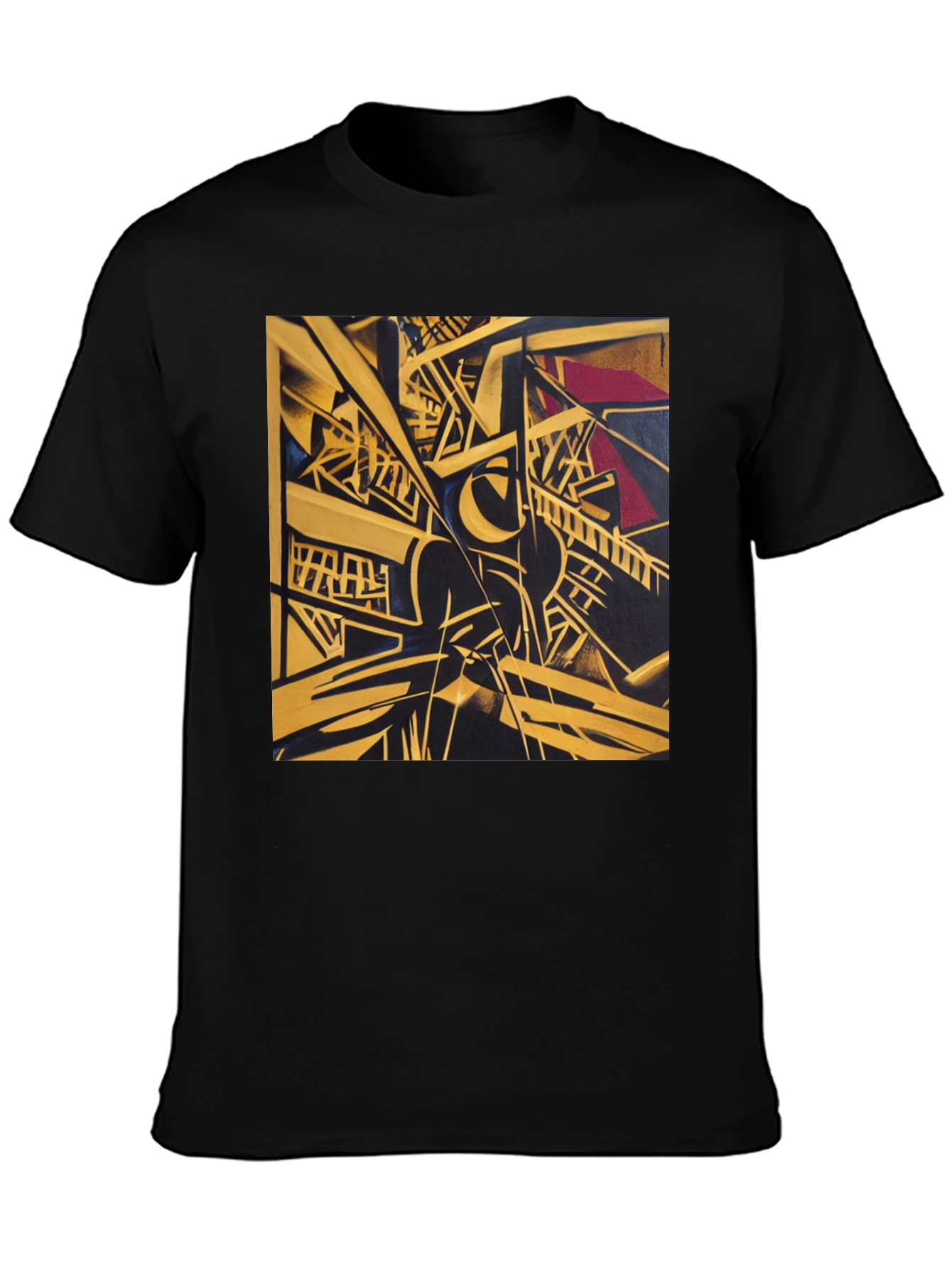 Abstract Geometric Art Print Black T-Shirt