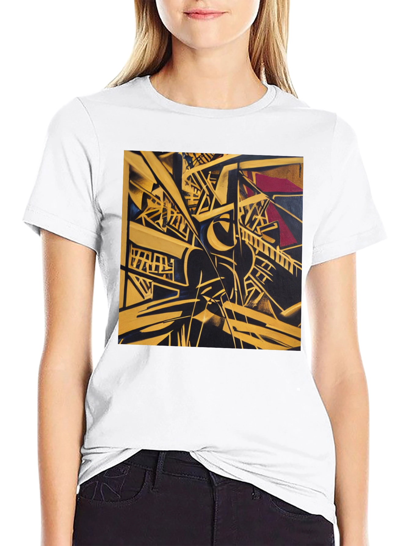 Abstract Geometric Art Print Black T-Shirt
