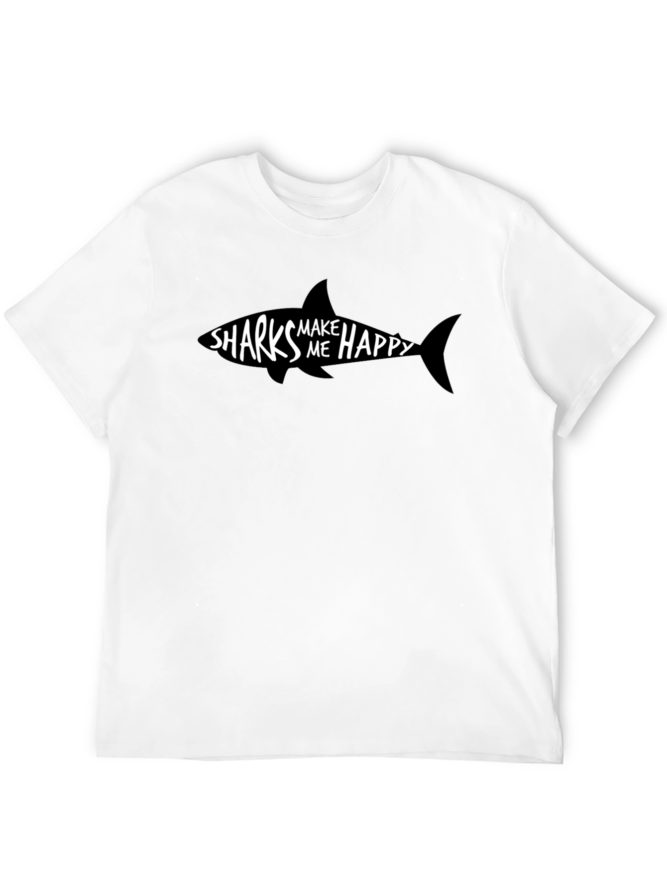 Sharks Make Me Happy Black Graphic Tee