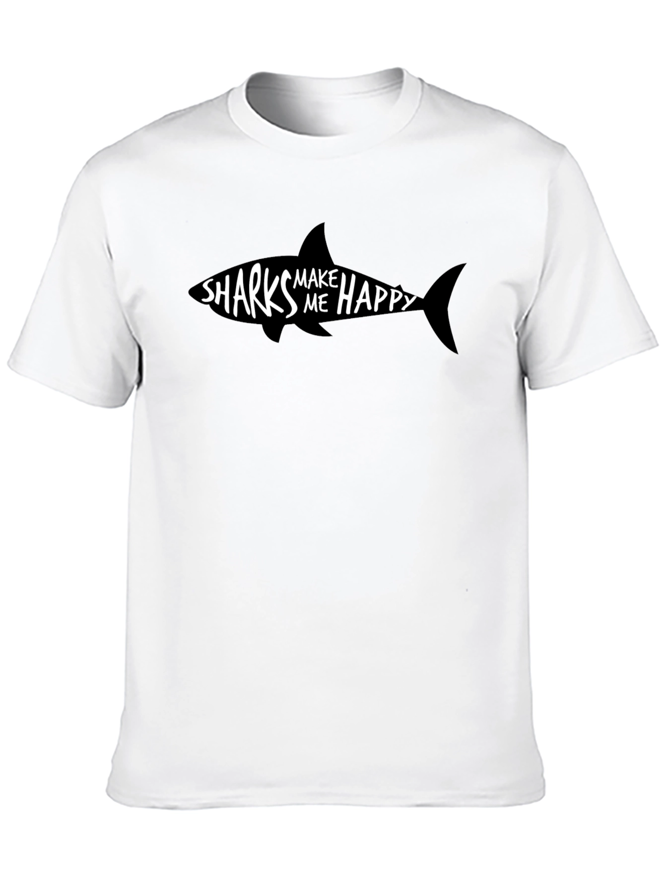 Sharks Make Me Happy Black Graphic Tee