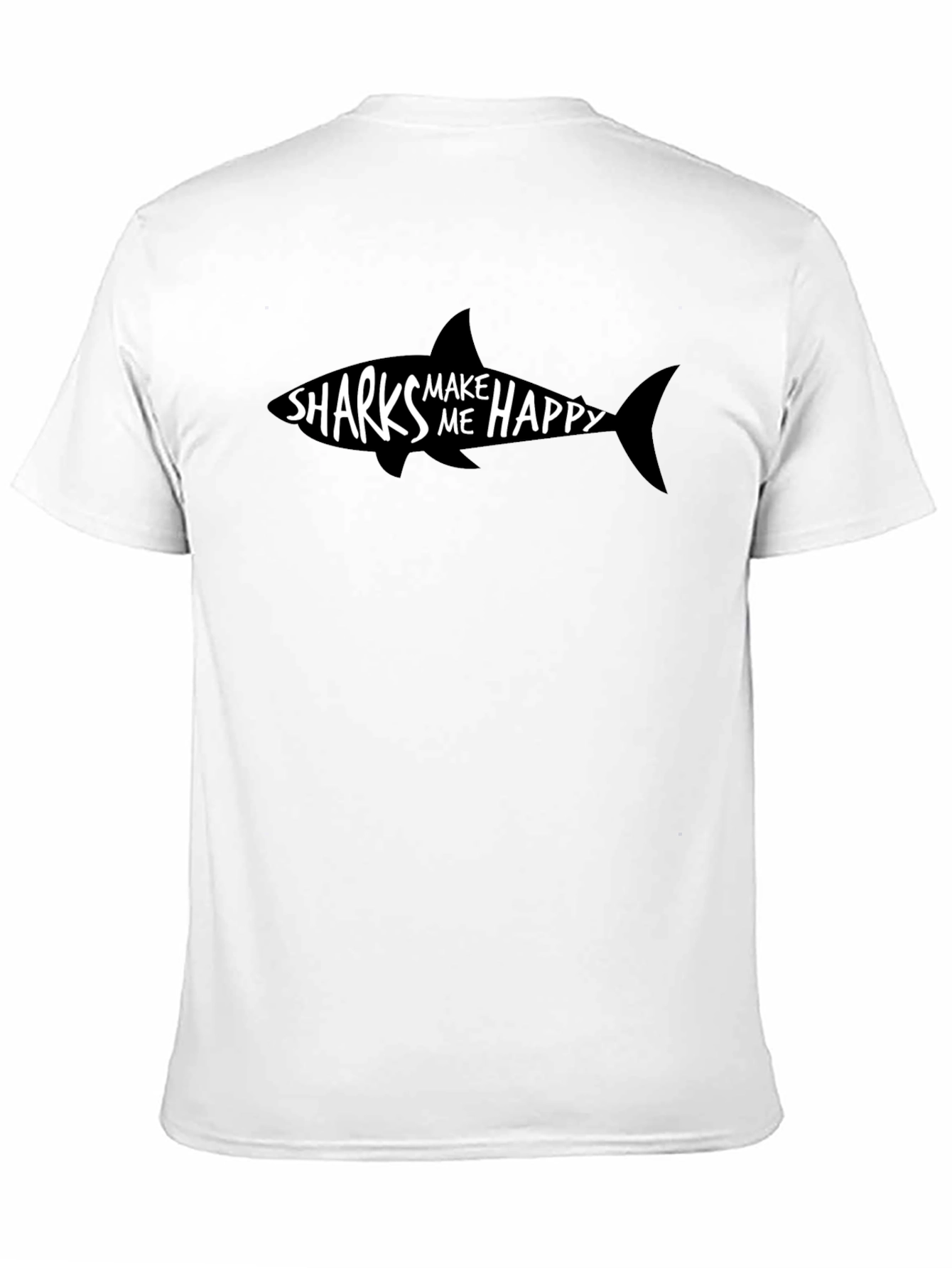 Sharks Make Me Happy Black Graphic Tee