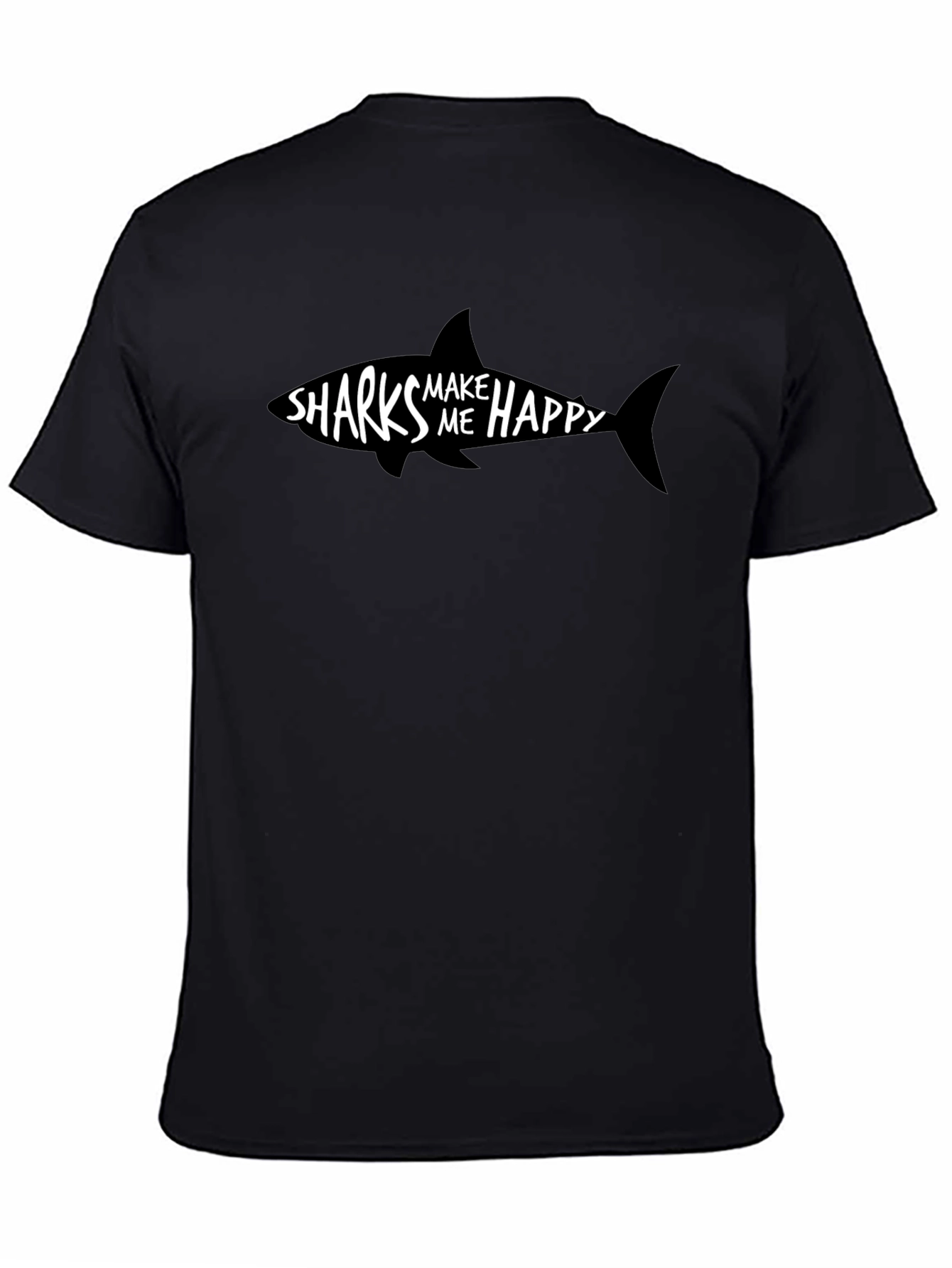 Sharks Make Me Happy Black Graphic Tee