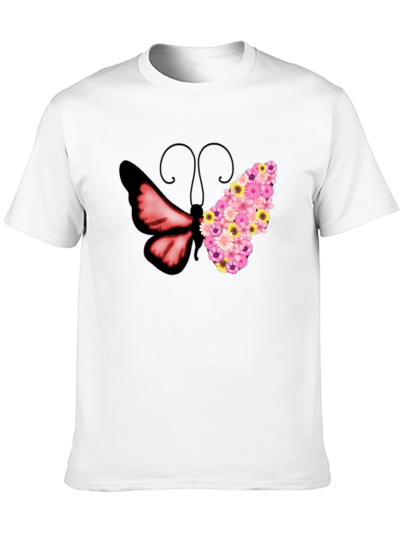Floral Butterfly Graphic Tee - Unique Design