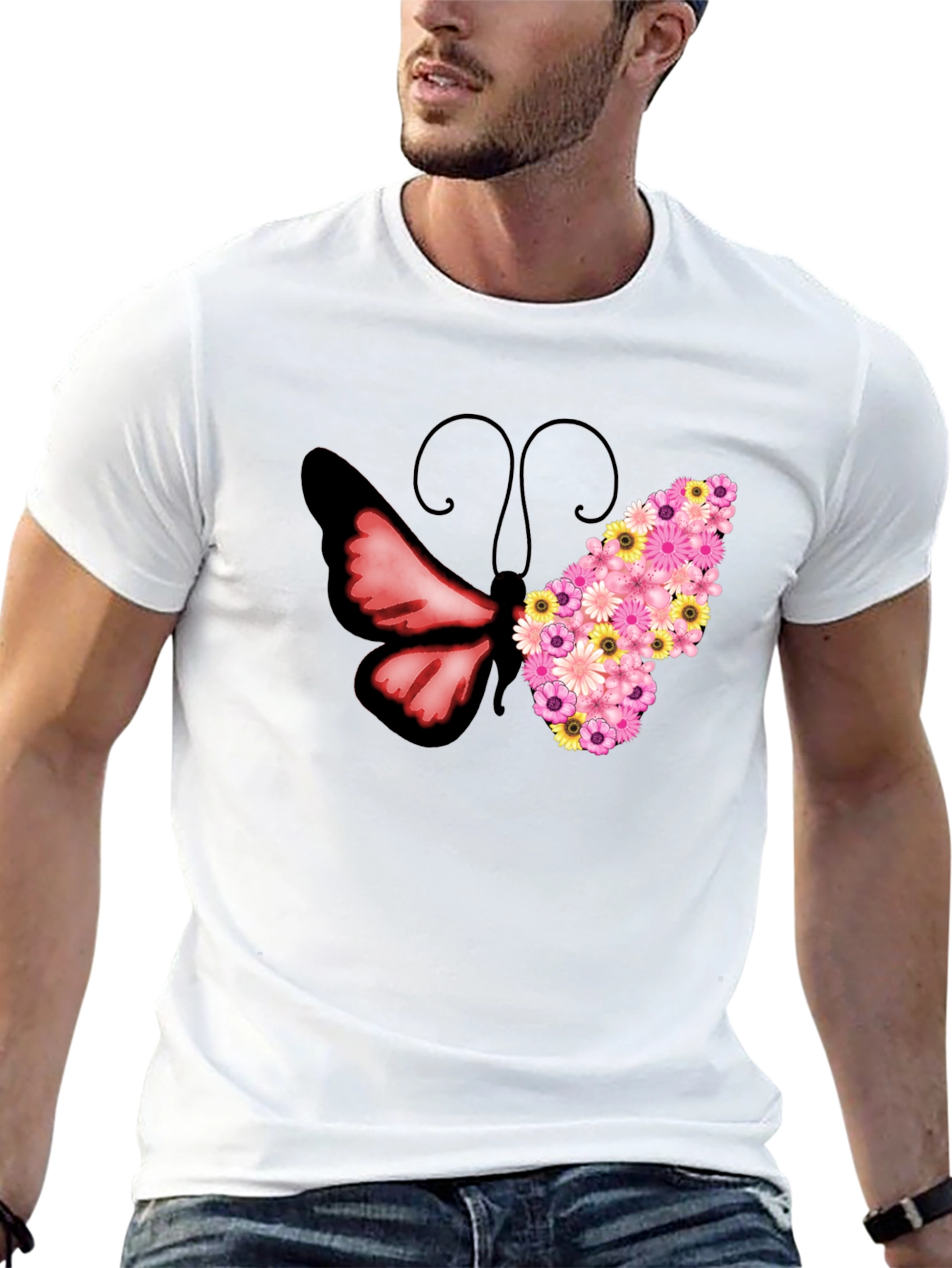 Floral Butterfly Graphic Tee - Unique Design