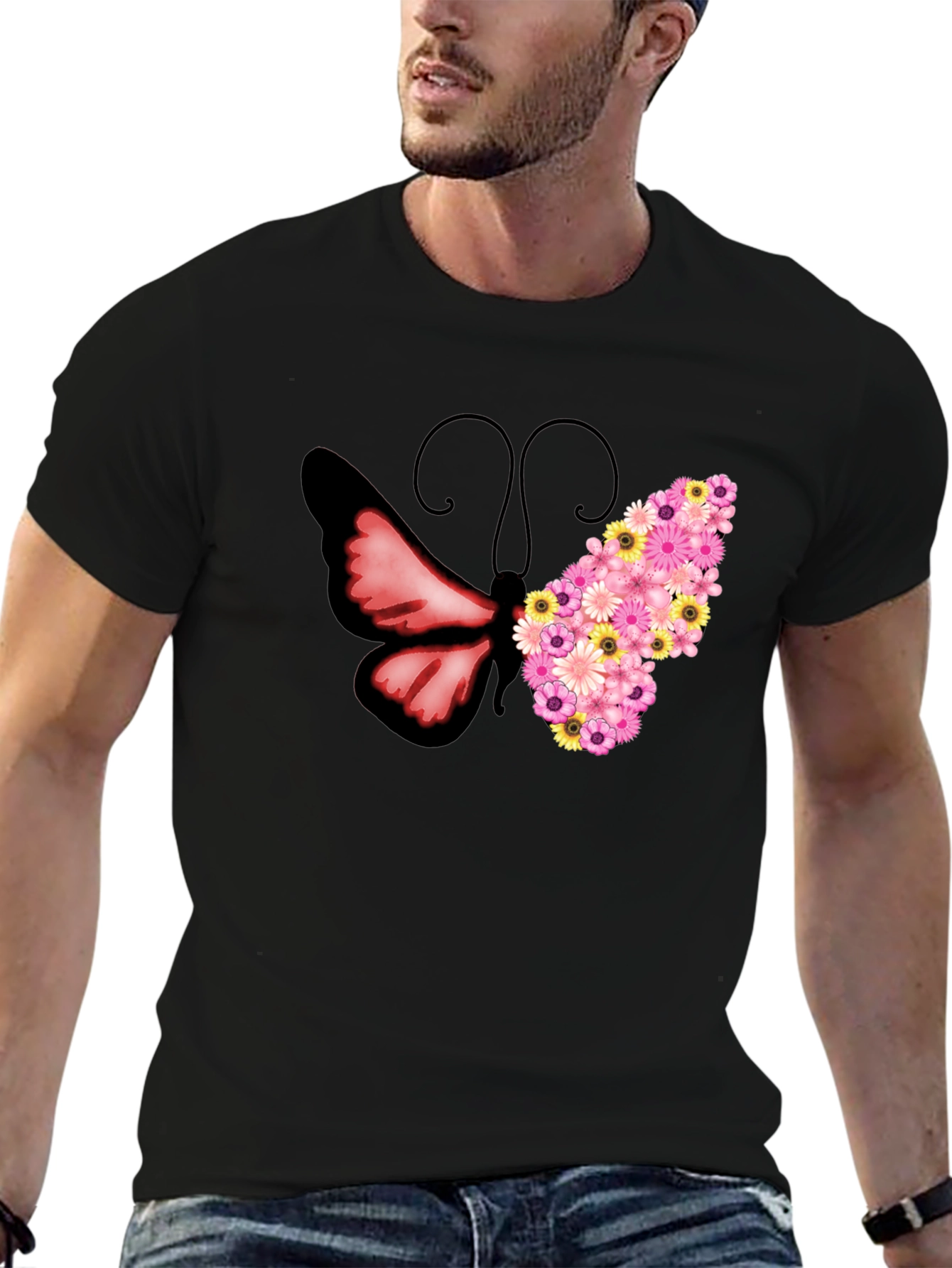 Floral Butterfly Graphic Tee - Unique Design