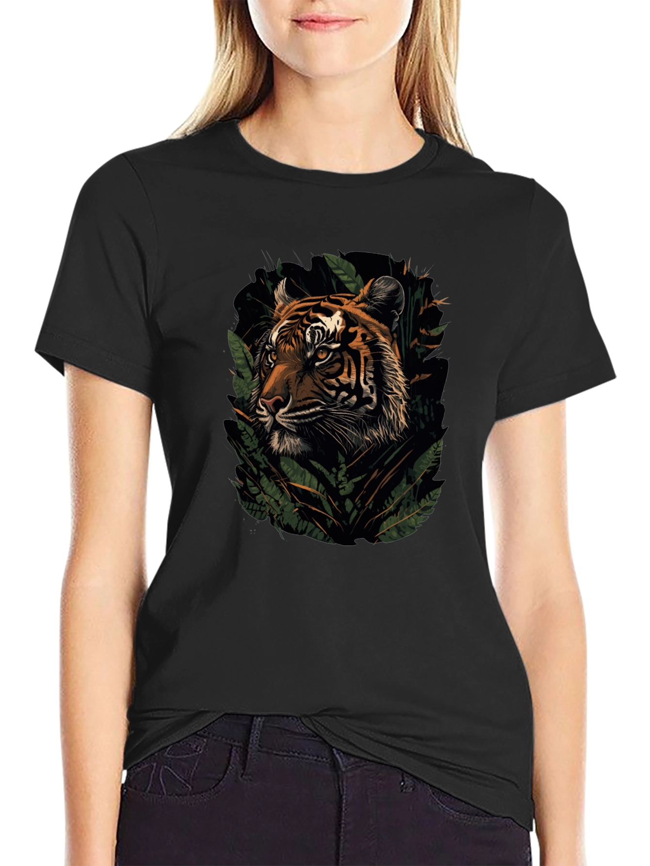 Tiger Graphic Black T-Shirt | Jungle Cat Tee