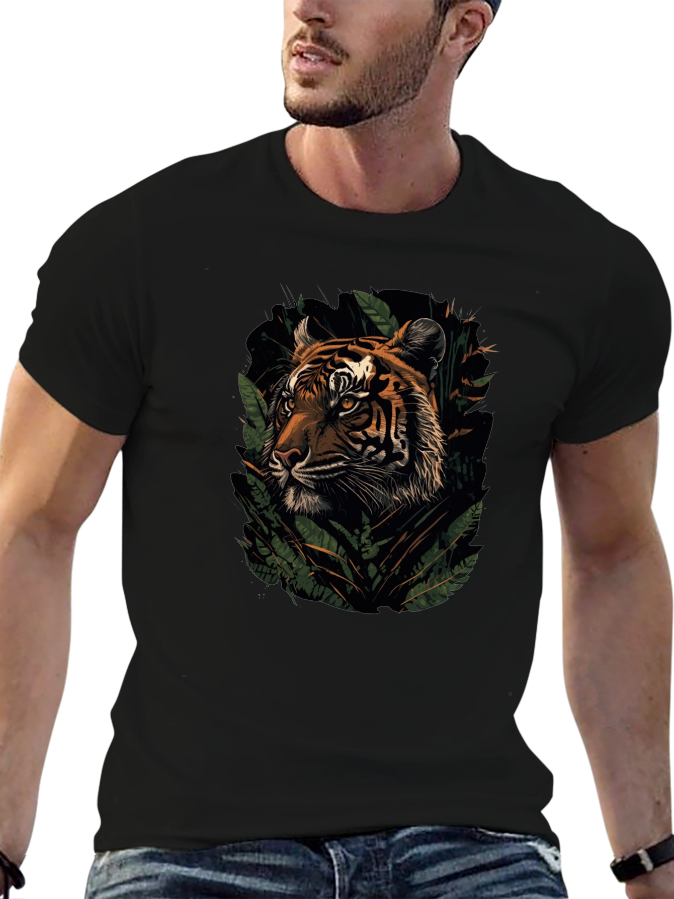 Tiger Graphic Black T-Shirt | Jungle Cat Tee