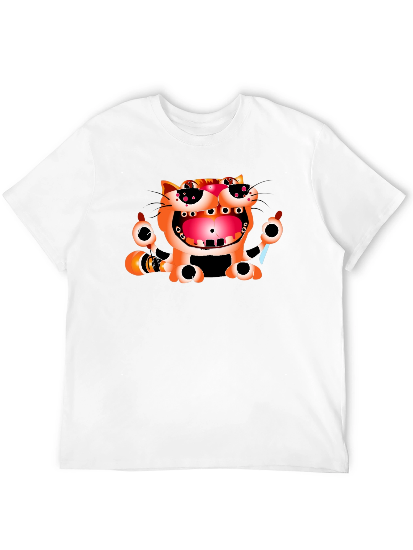 Funny Cat Graphic Print Black T-Shirt