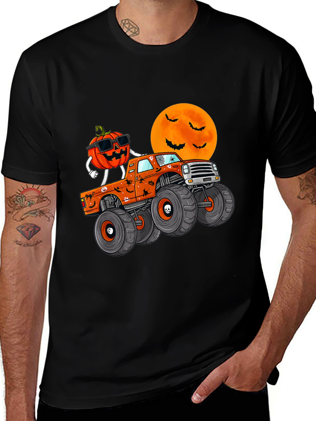 Halloween Pumpkin Monster Truck Graphic Tee