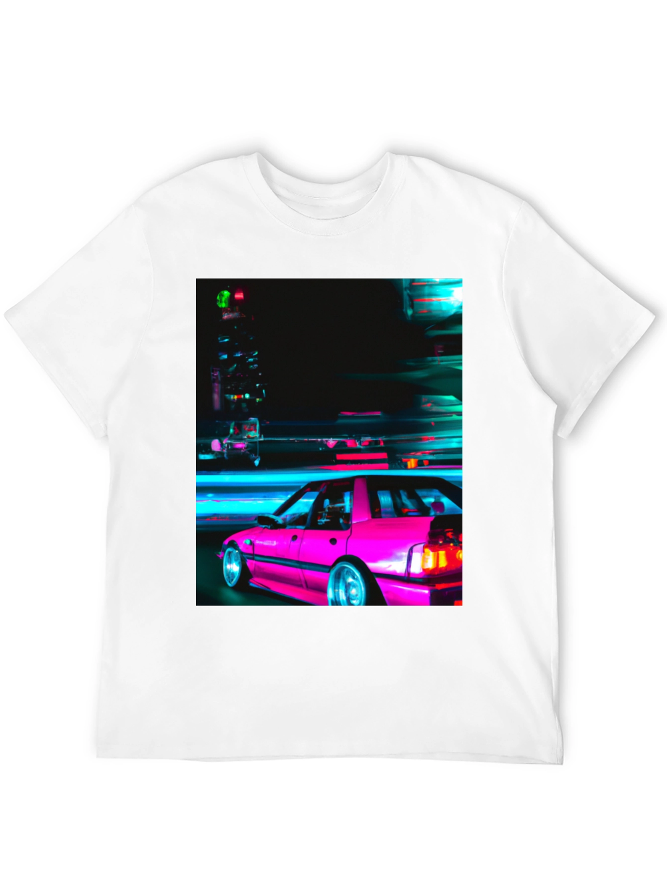 Retro Pink Car T-Shirt - Black Graphic Tee