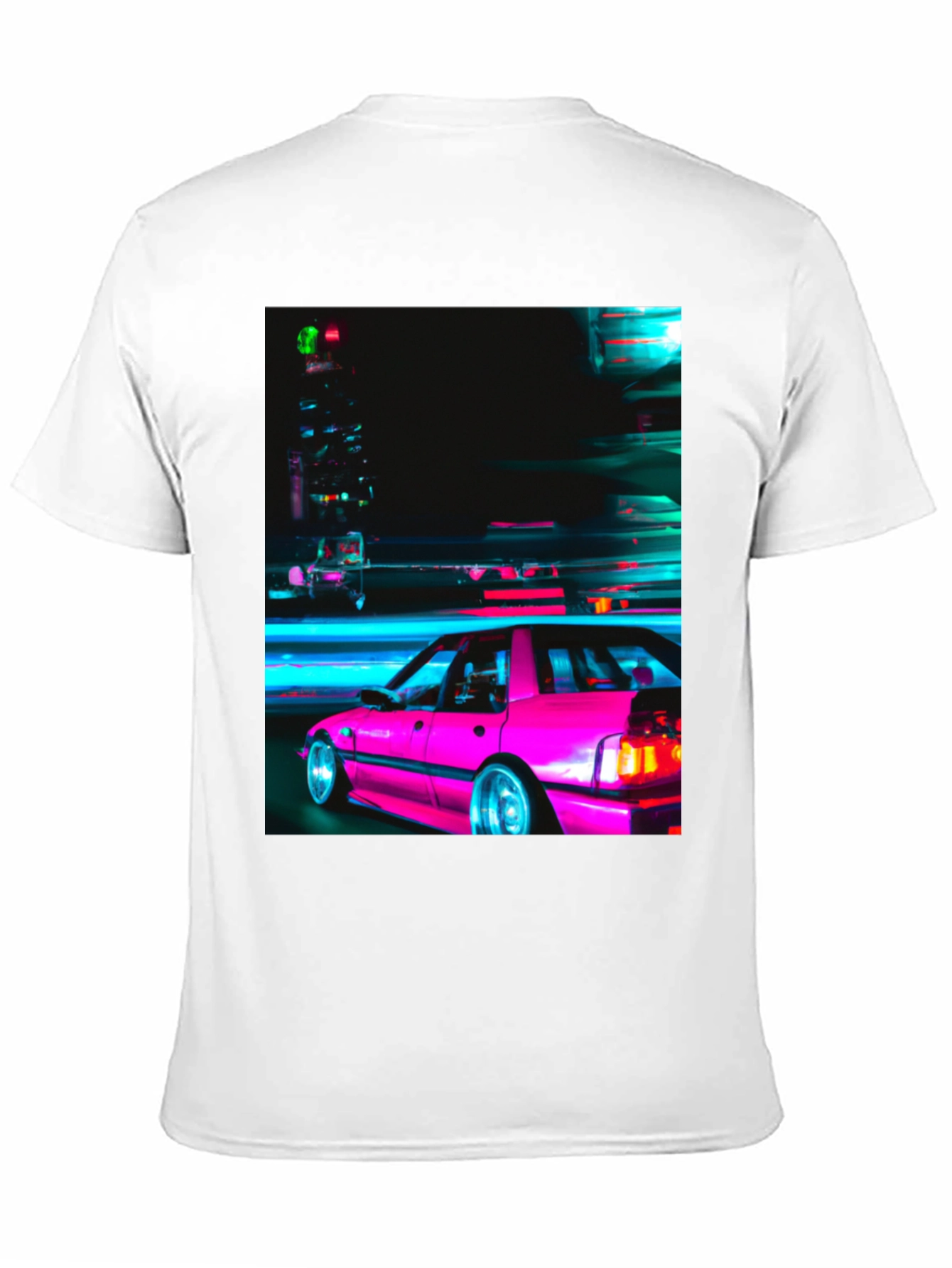 Retro Pink Car T-Shirt - Black Graphic Tee